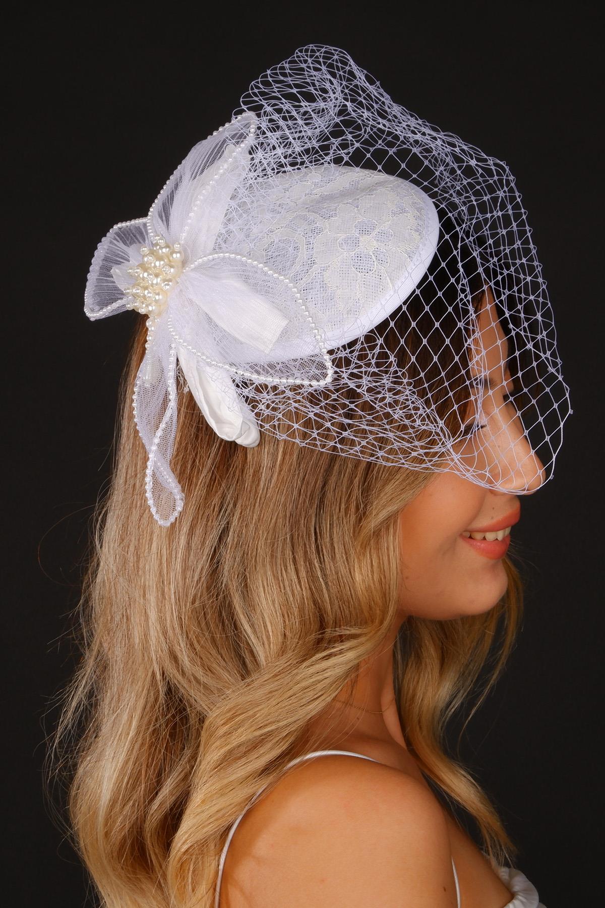 Off-White Voilet Wedding Hat Dilda Bridal Accessory