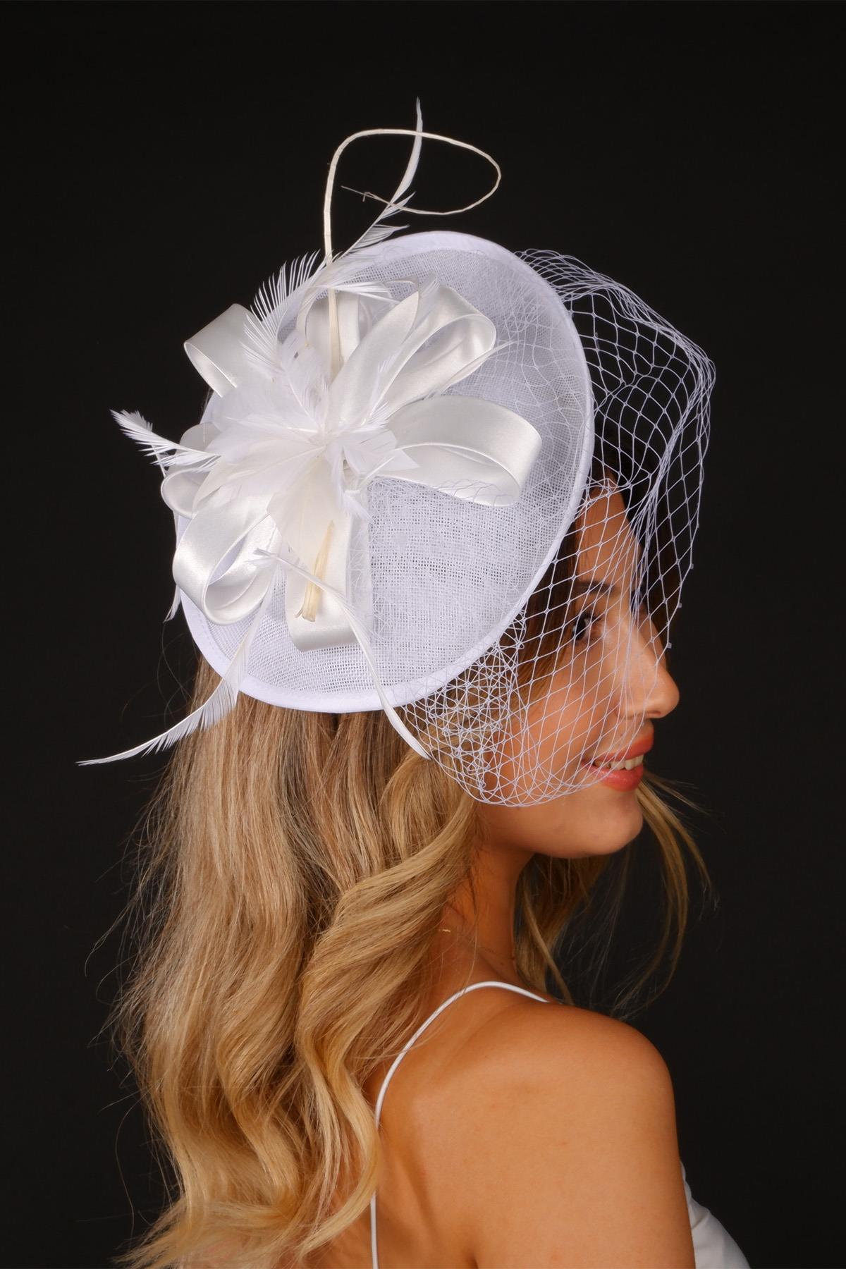 Off-White Voilet Wedding Hat Linde Bridal Accessory