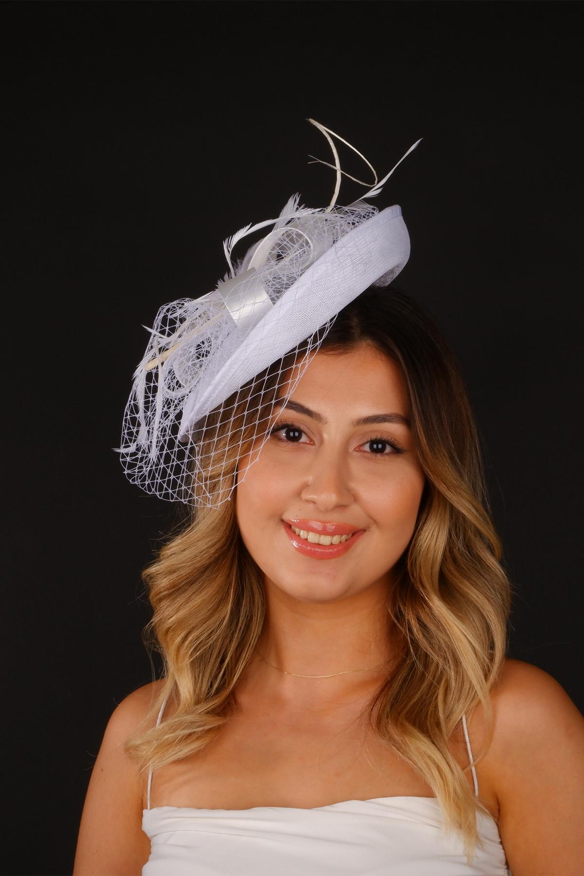 Off-White Voilet Wedding Hat Linde Bridal Accessory