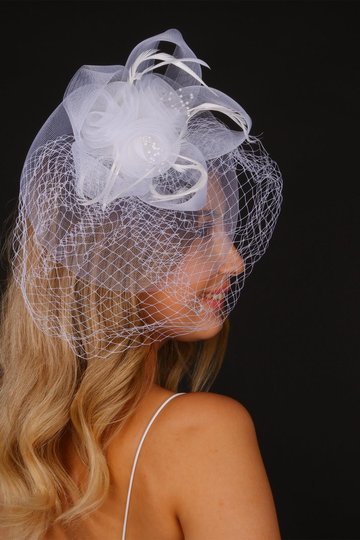 Off-White Voilet Wedding Hat Nico Tulle Bridal Accessory