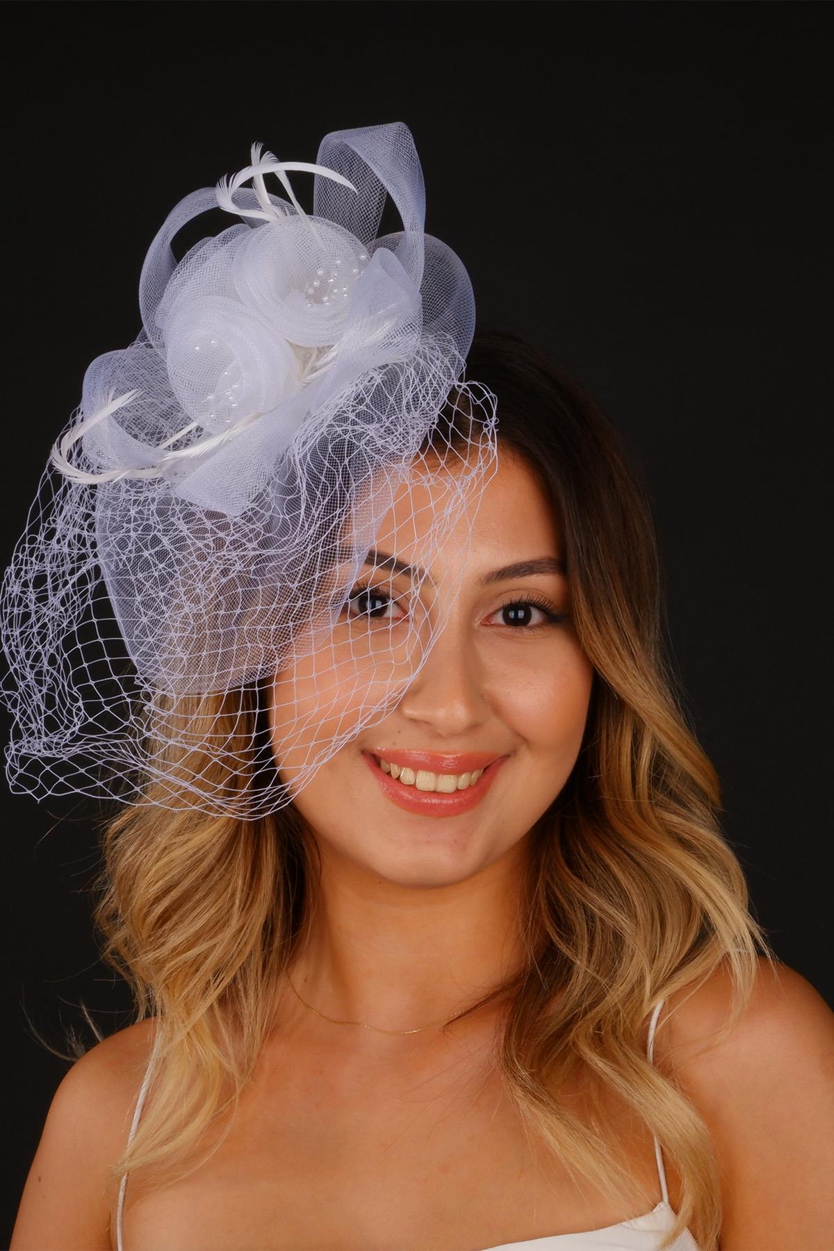 Off-White Voilet Wedding Hat Nico Tulle Bridal Accessory