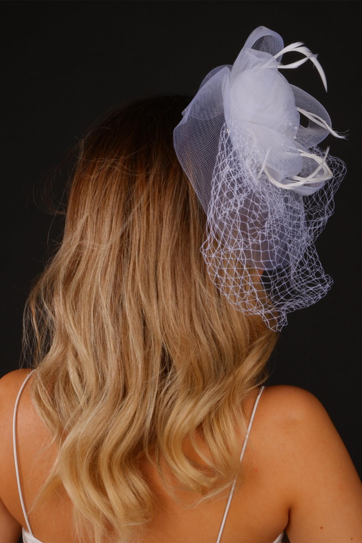 Off-White Voilet Wedding Hat Nico Tulle Bridal Accessory