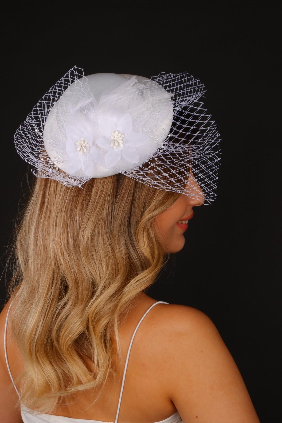 Off-White Voilet Wedding Hat Vera Tulle Bridal Accessory