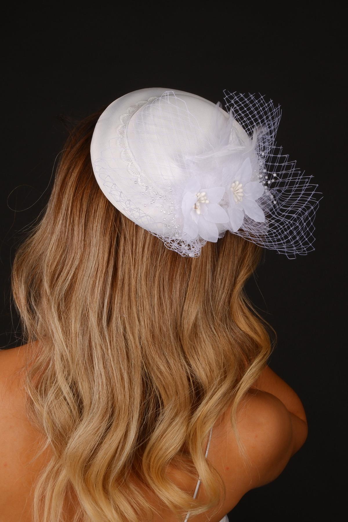 Off-White Voilet Wedding Hat Vera Tulle Bridal Accessory