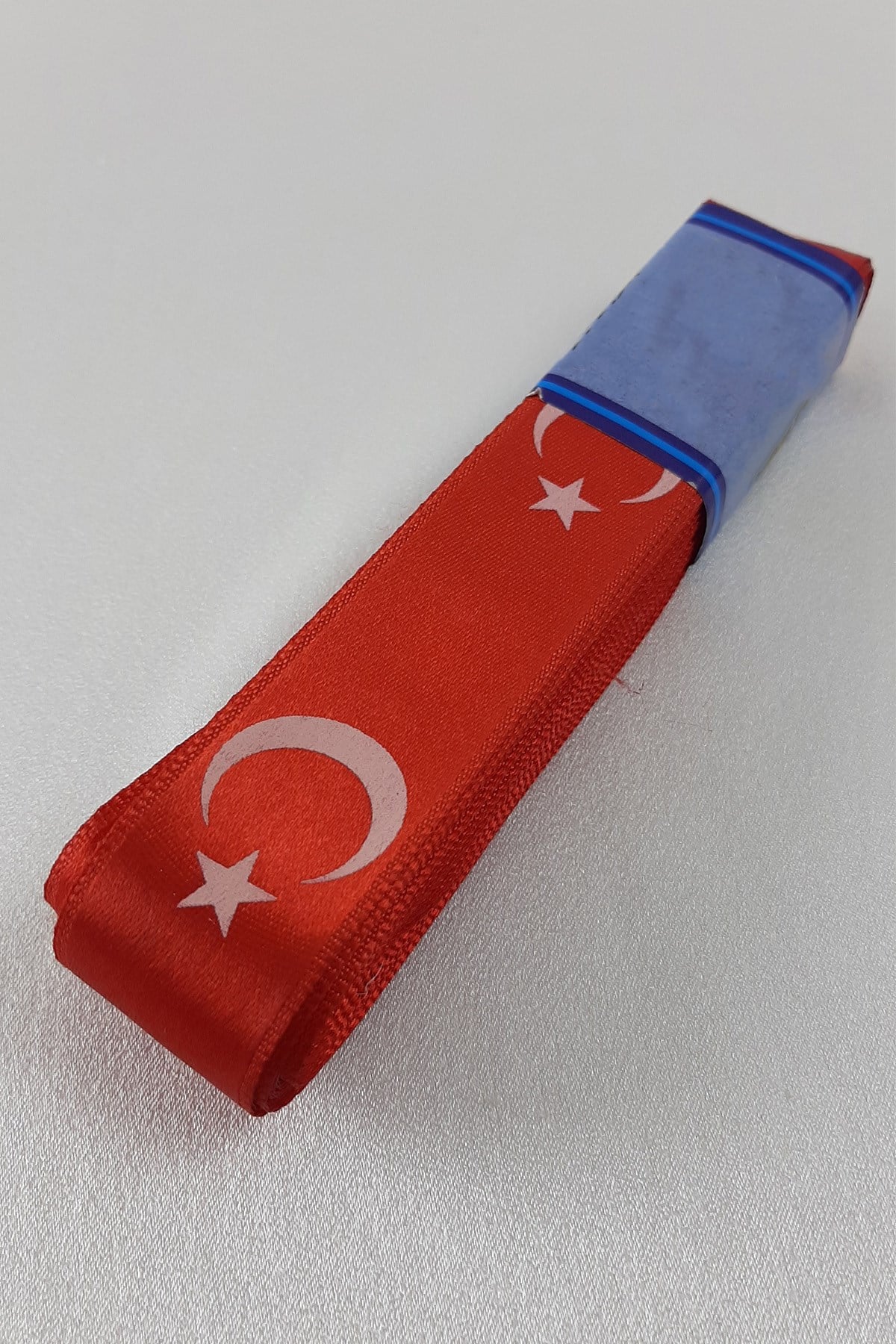 Kırmızı Ay Yıldız Bayrak Baskılı Saten Kurdele