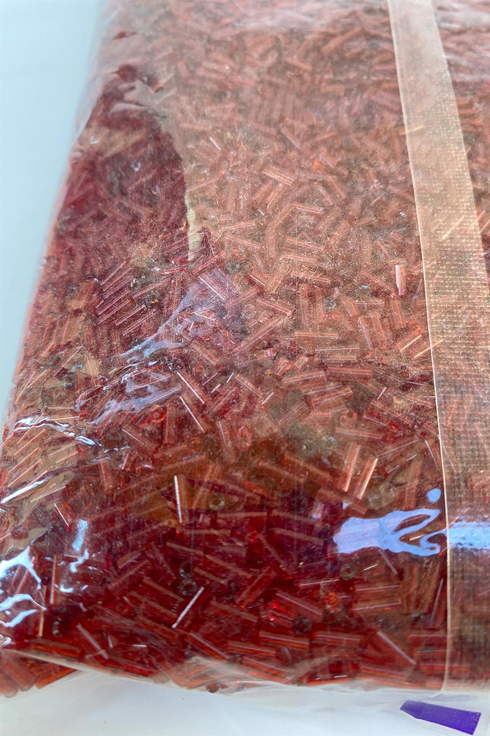 Kırmızı Boru Boncuk 4 mm 500 grm