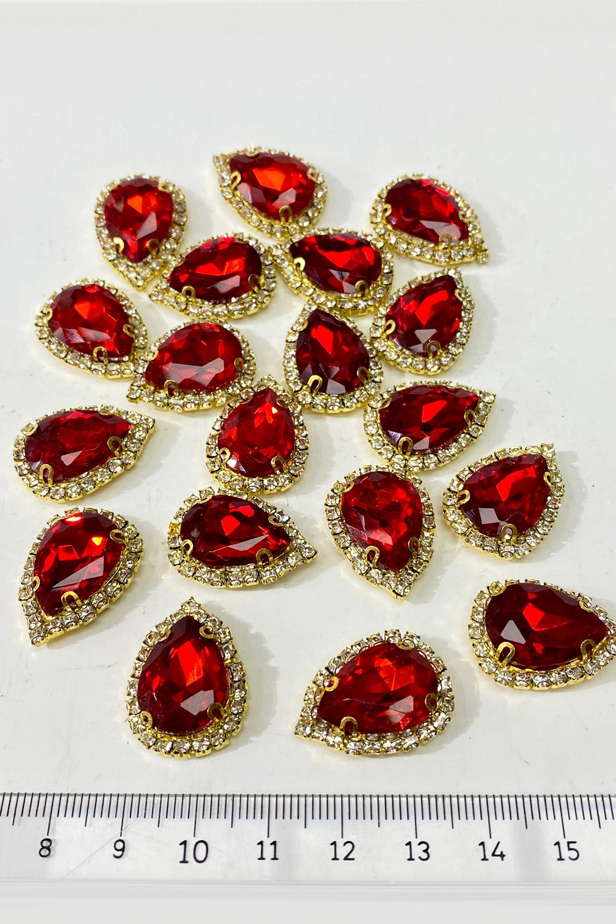 Red Gold Cased Drop Stud Stone 5 pcs