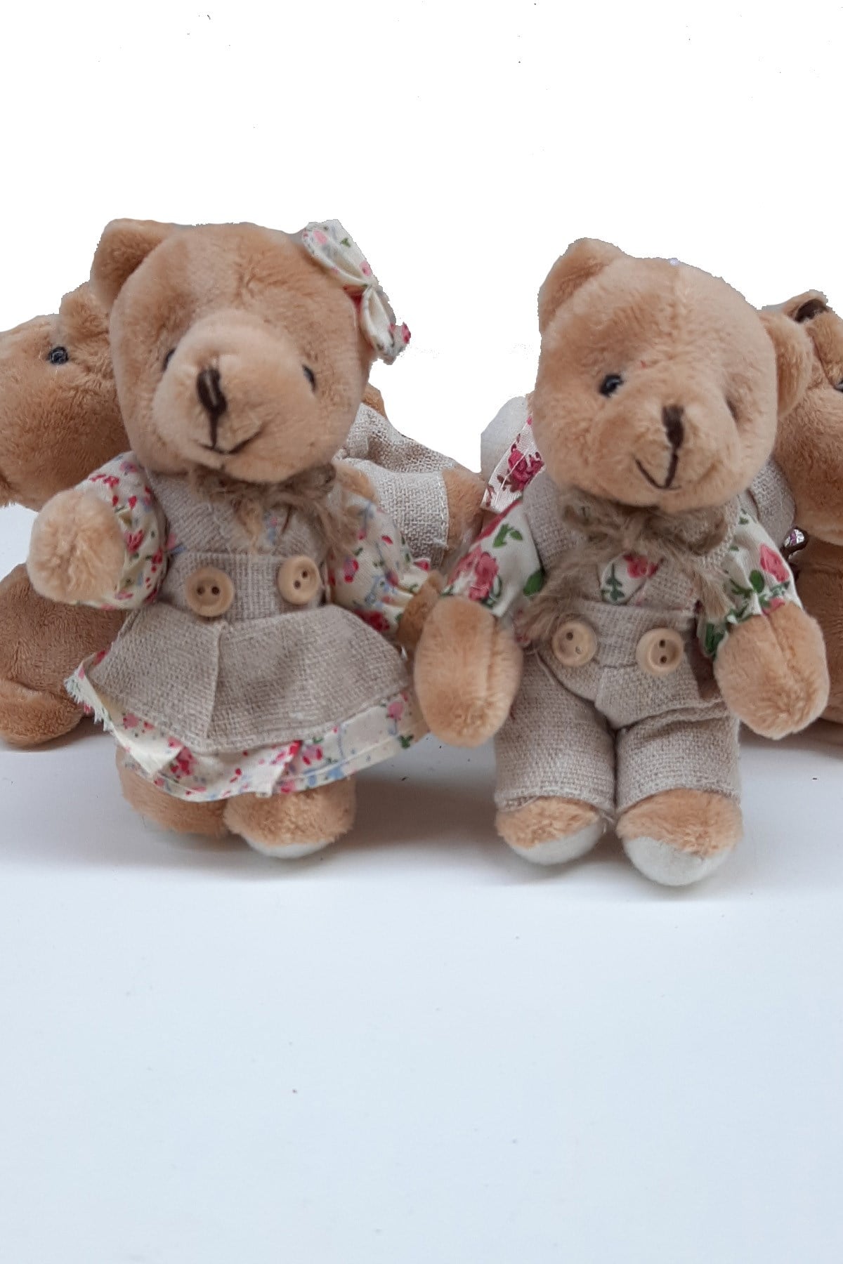 Kırmızı Kıyafetli Kız Erkek 2li Peluş Ayıcık 12 cm