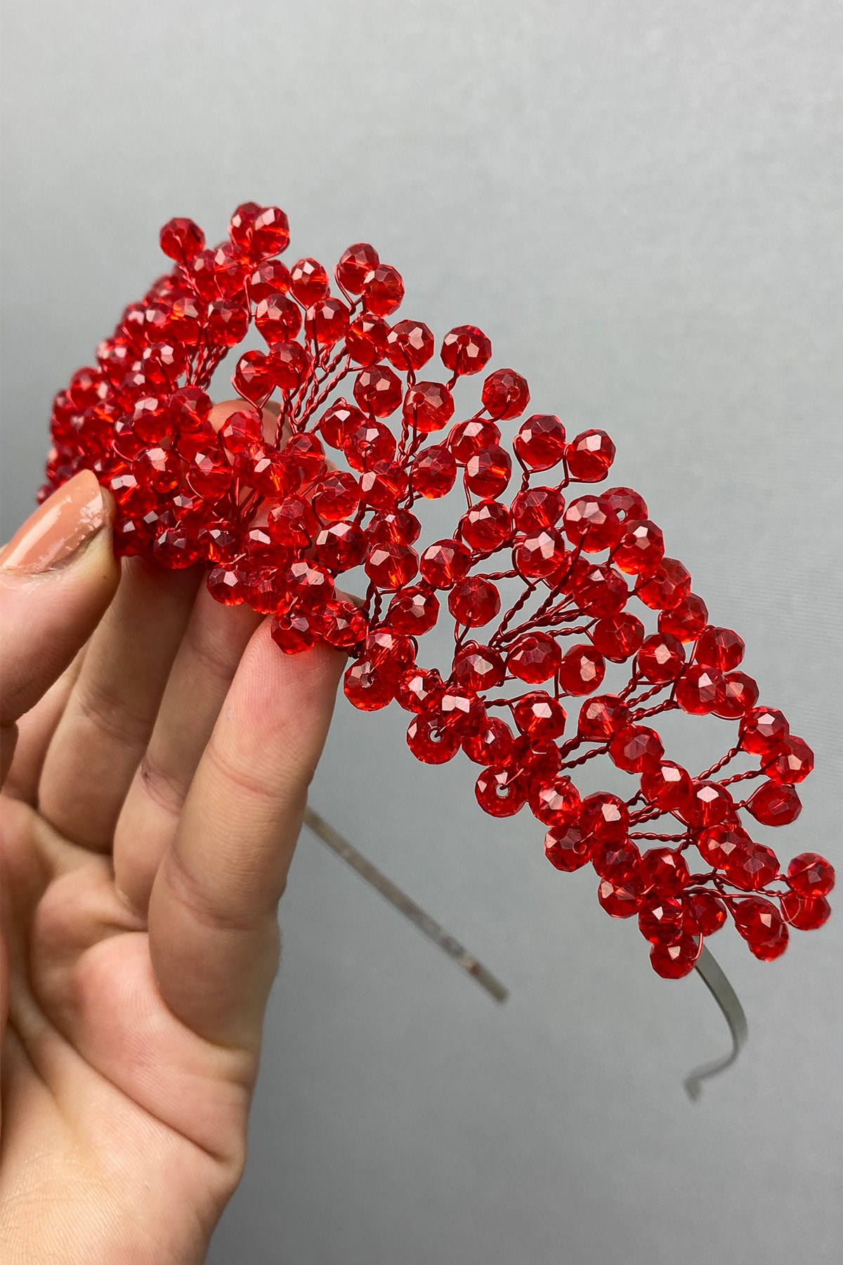 Red Crystal Beaded Aren Bridal and Henna Crown