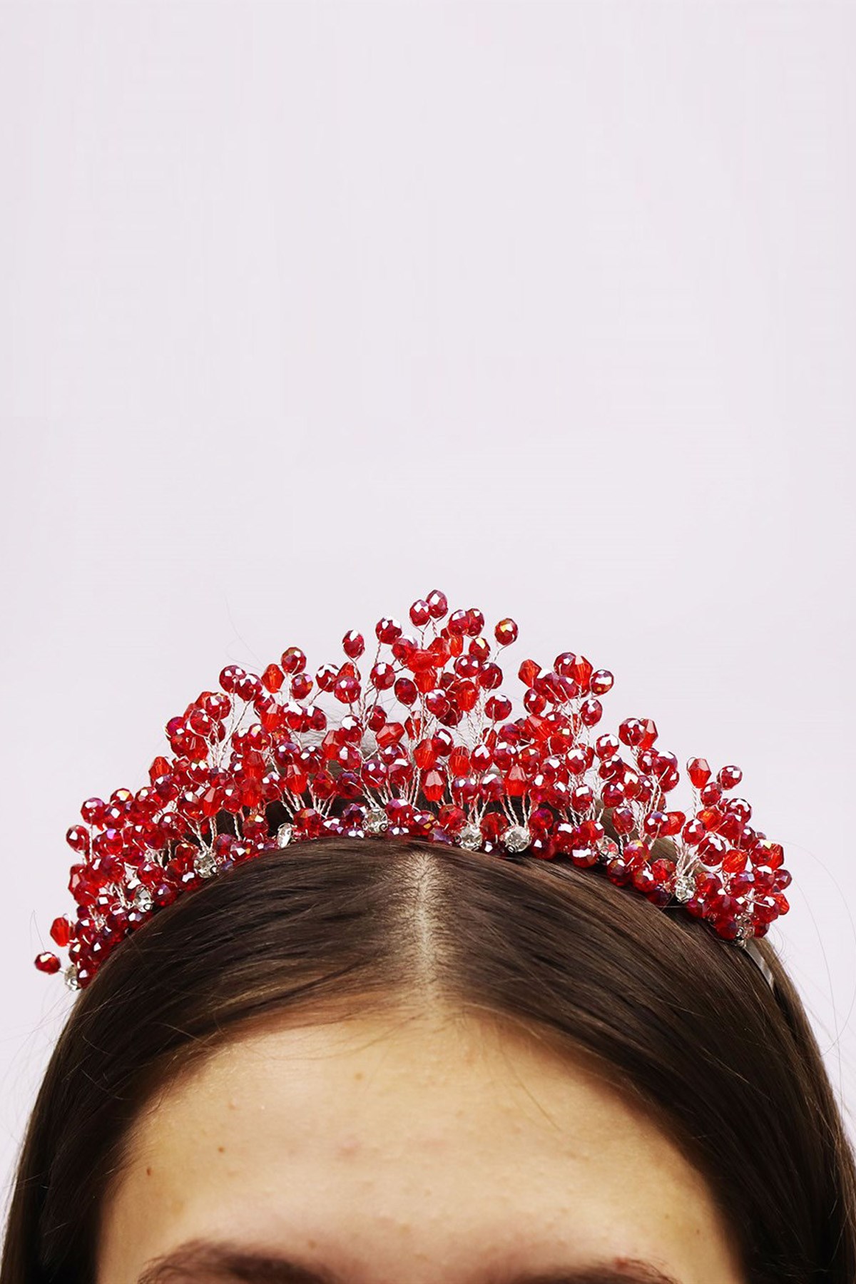 Crystal Red Beaded Bridal Crown