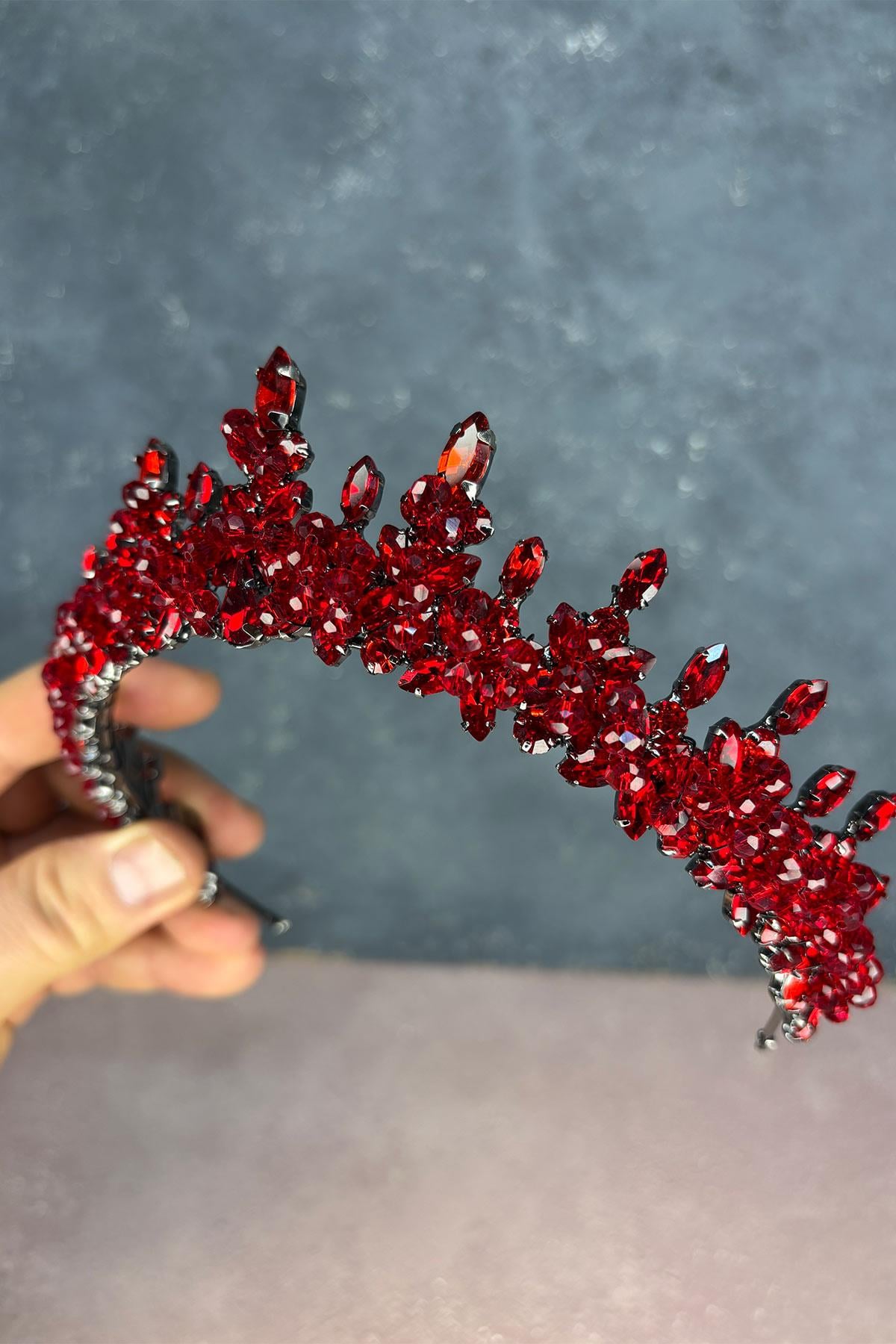 Red Lycian Beaded Bridal Henna Crown