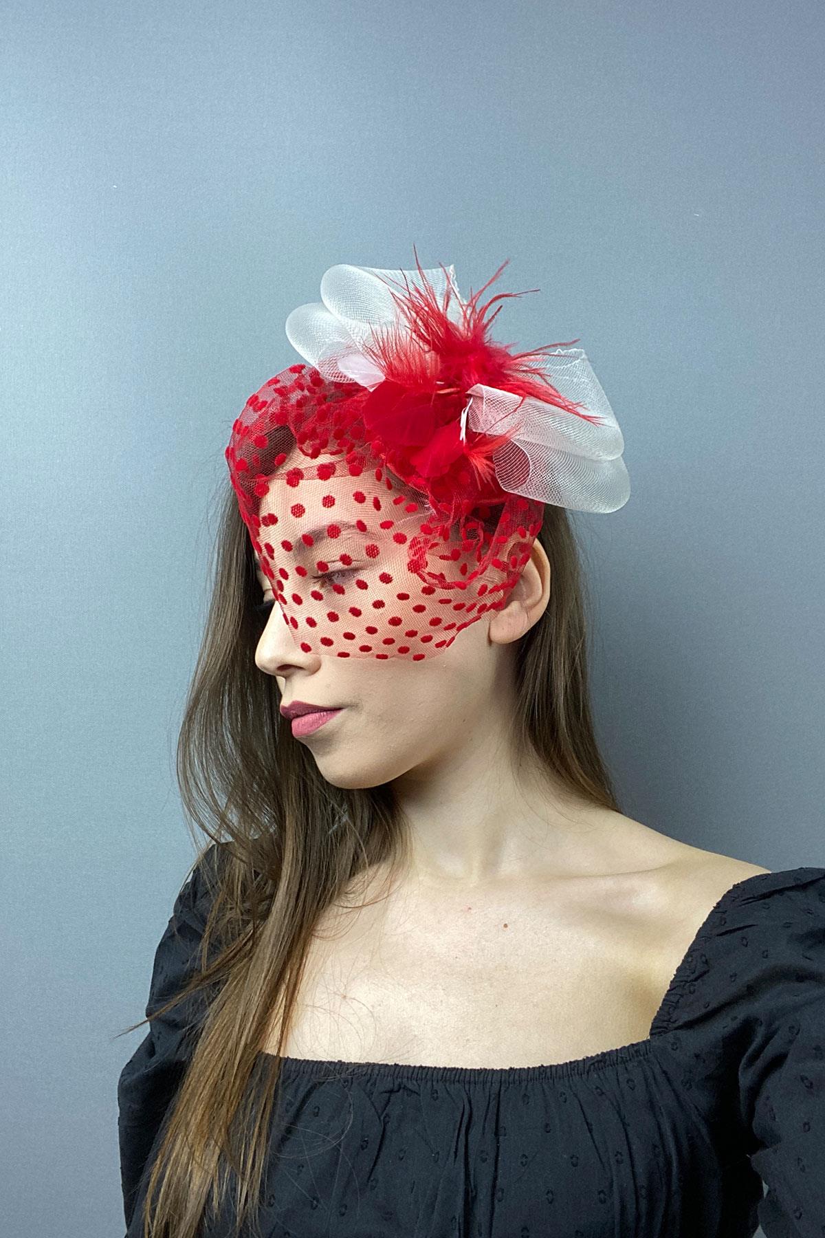 Red Polka Dot Voile Wedding And Party Hat