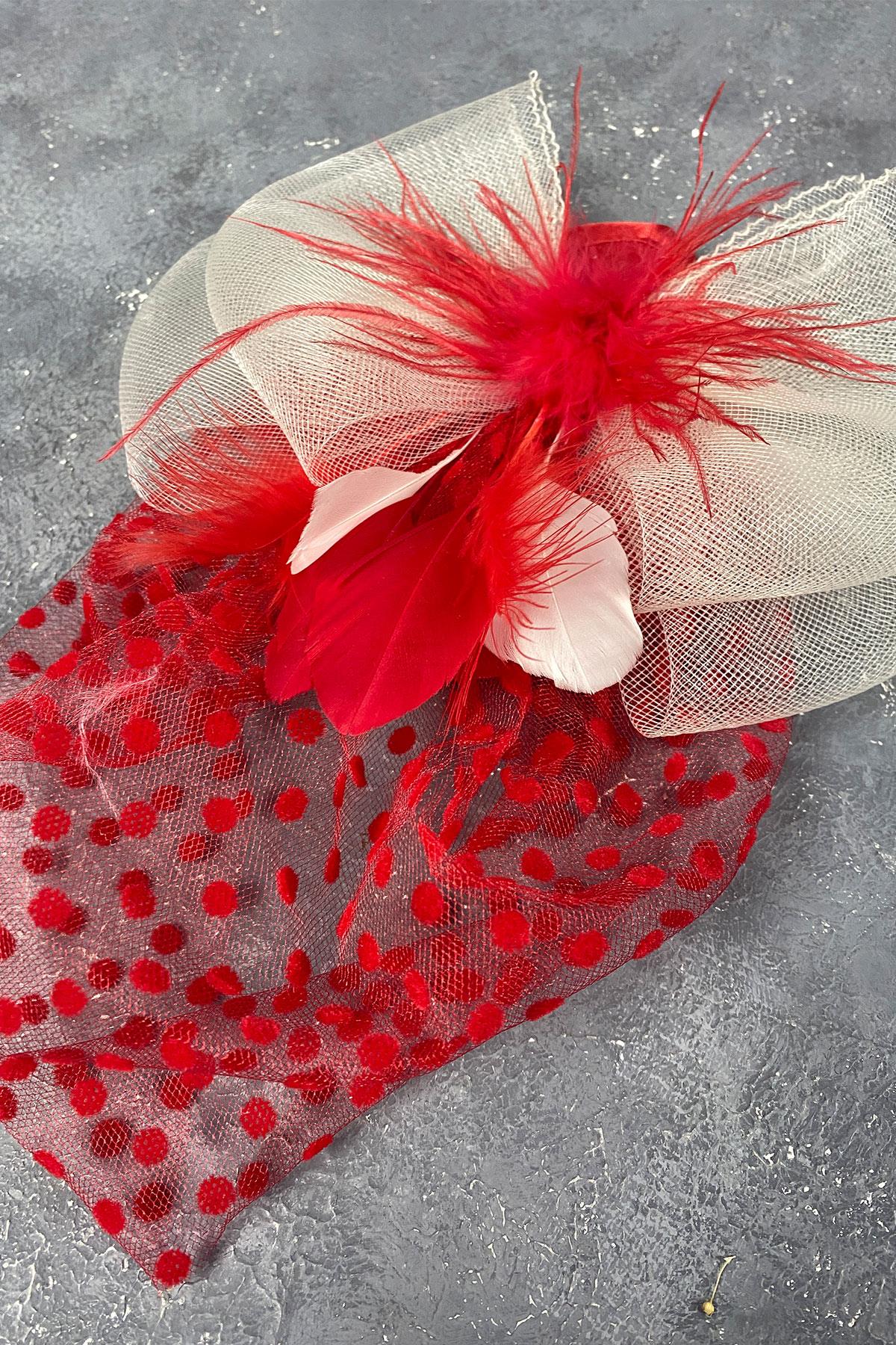 Red Polka Dot Voile Wedding And Party Hat