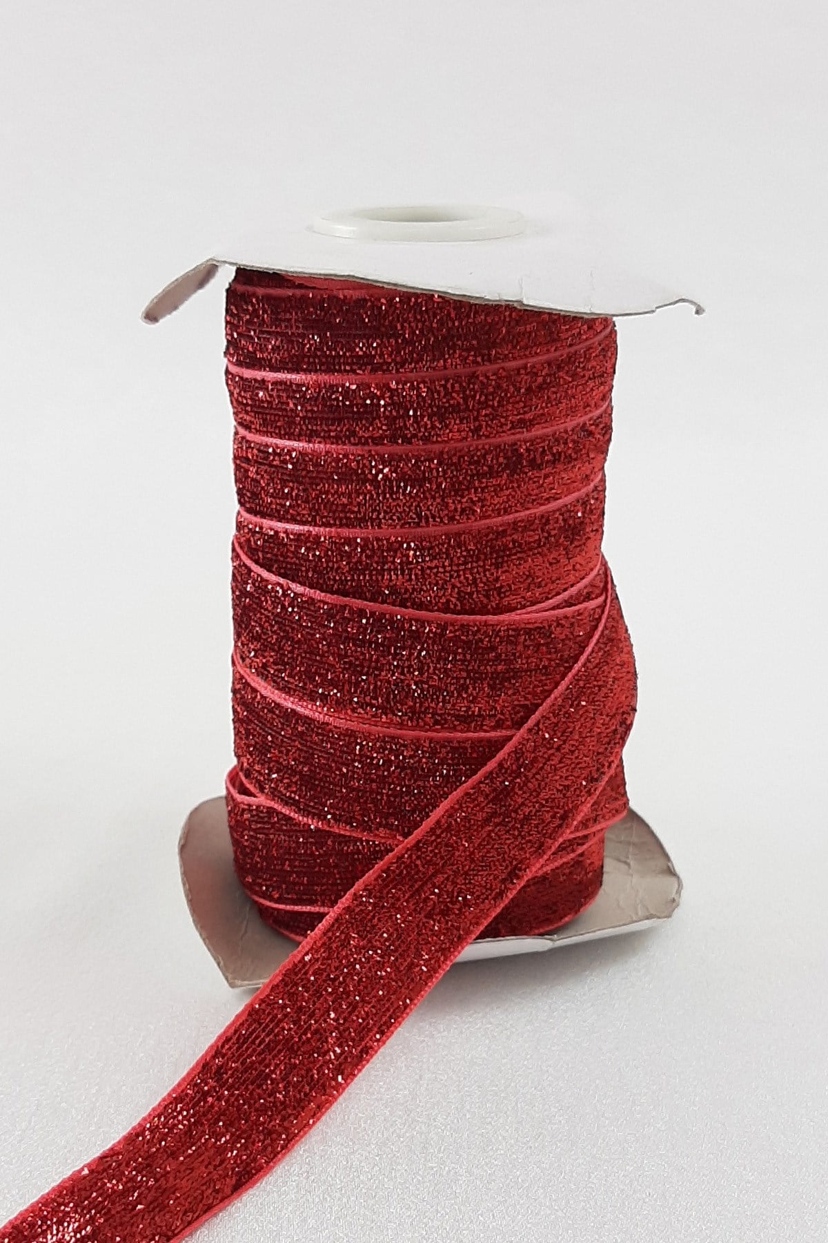 Kırmızı Simli Kadife Kurdele 1,5 cm