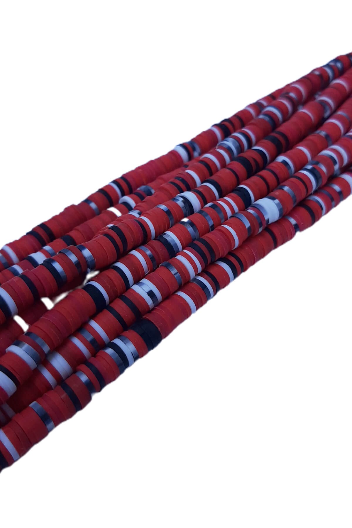 Red Black Fimo Dough Beads 6 mm
