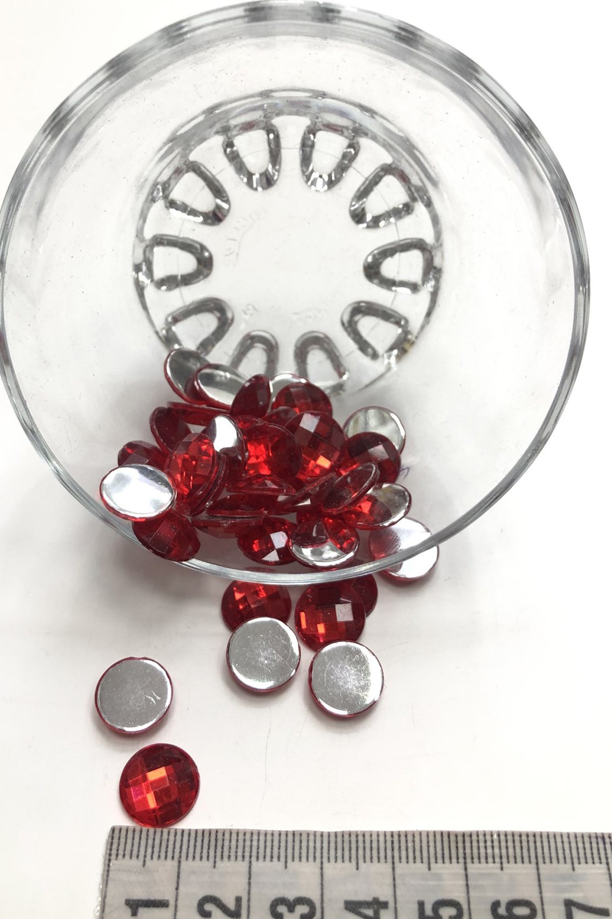 Kırmızı Yuvarlak Plastik Yapıştırma Taş 20 gr