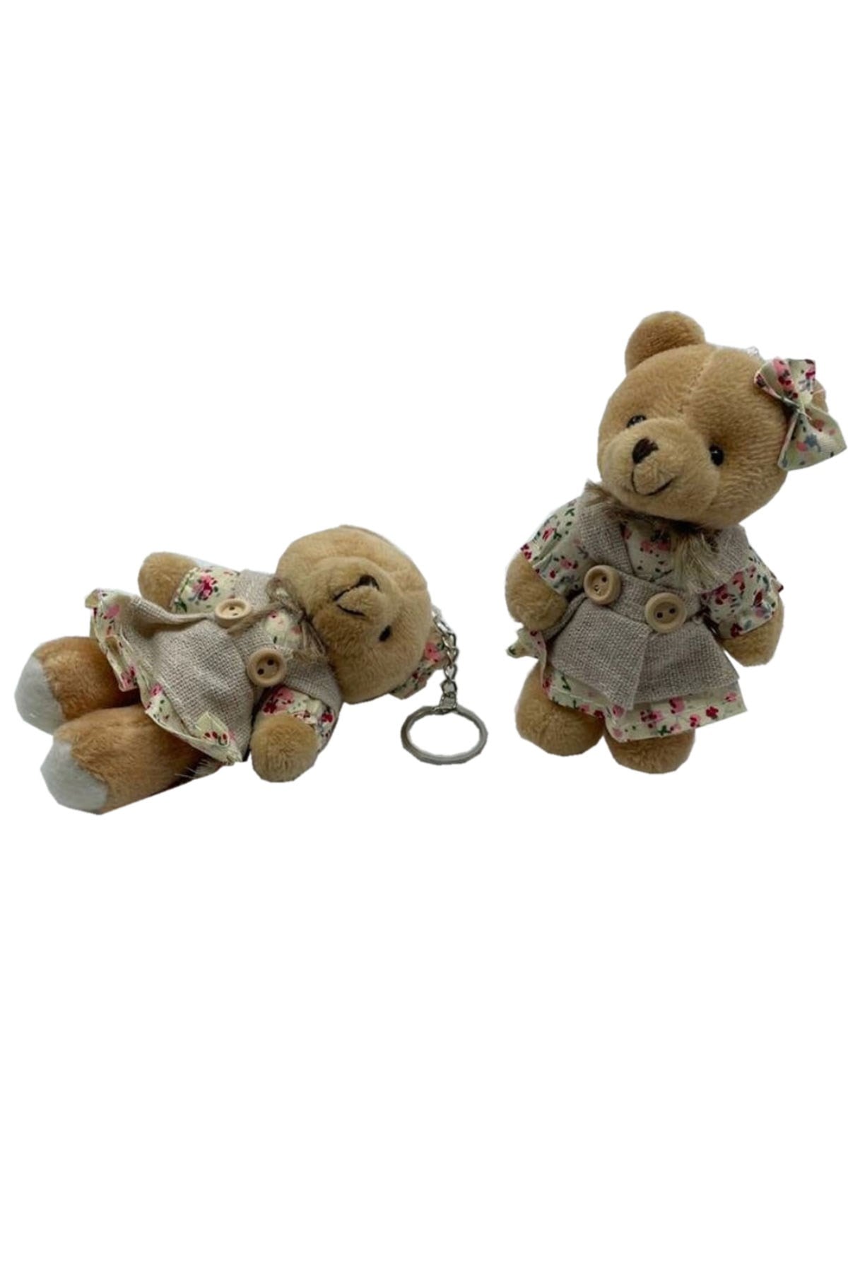 Kıyafetli Çiçekli Kız Peluş Ayıcık 9 cm