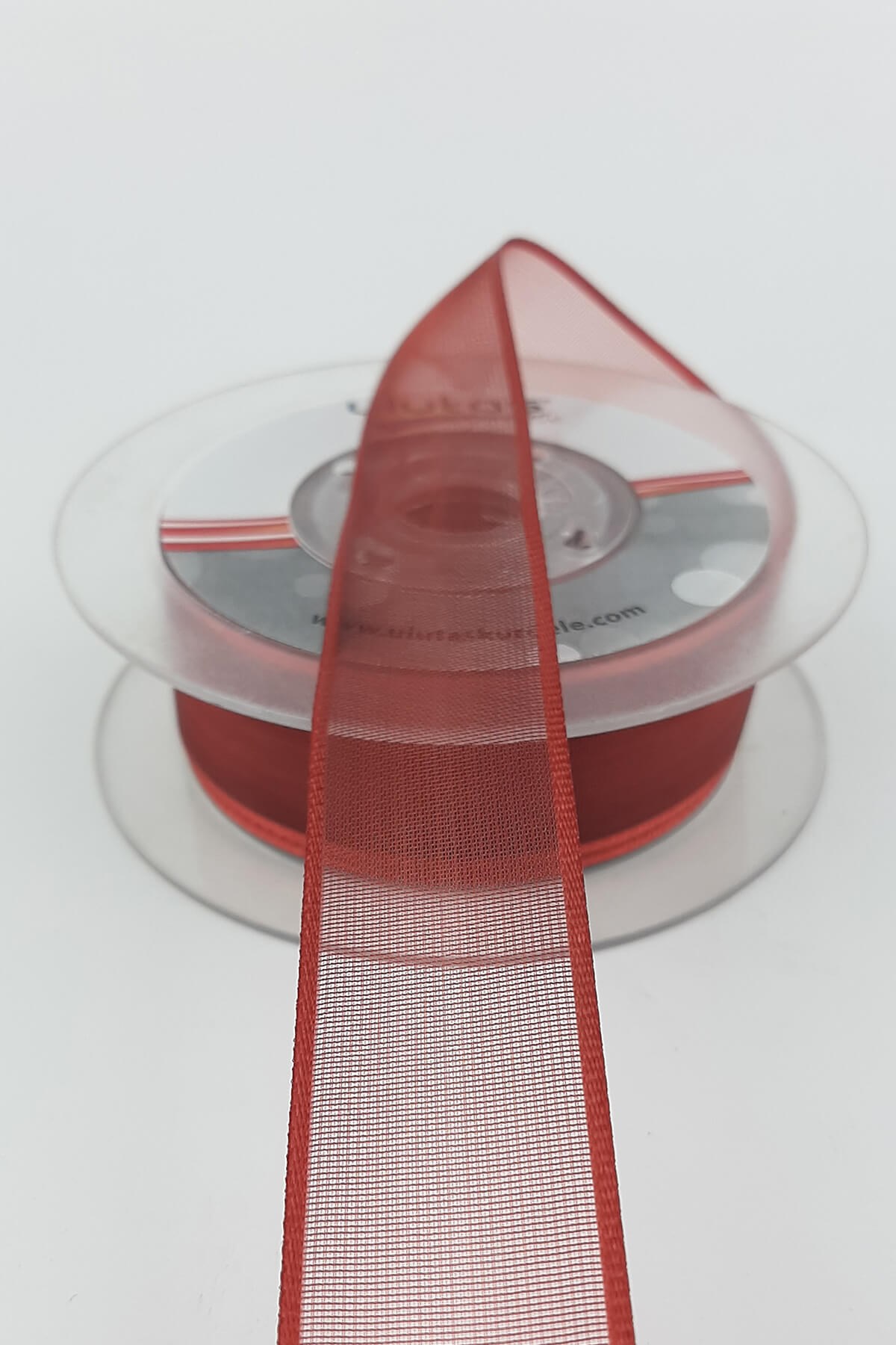 Crimson Color Plain Chiffon Ribbon 2,5 cm 20 mt