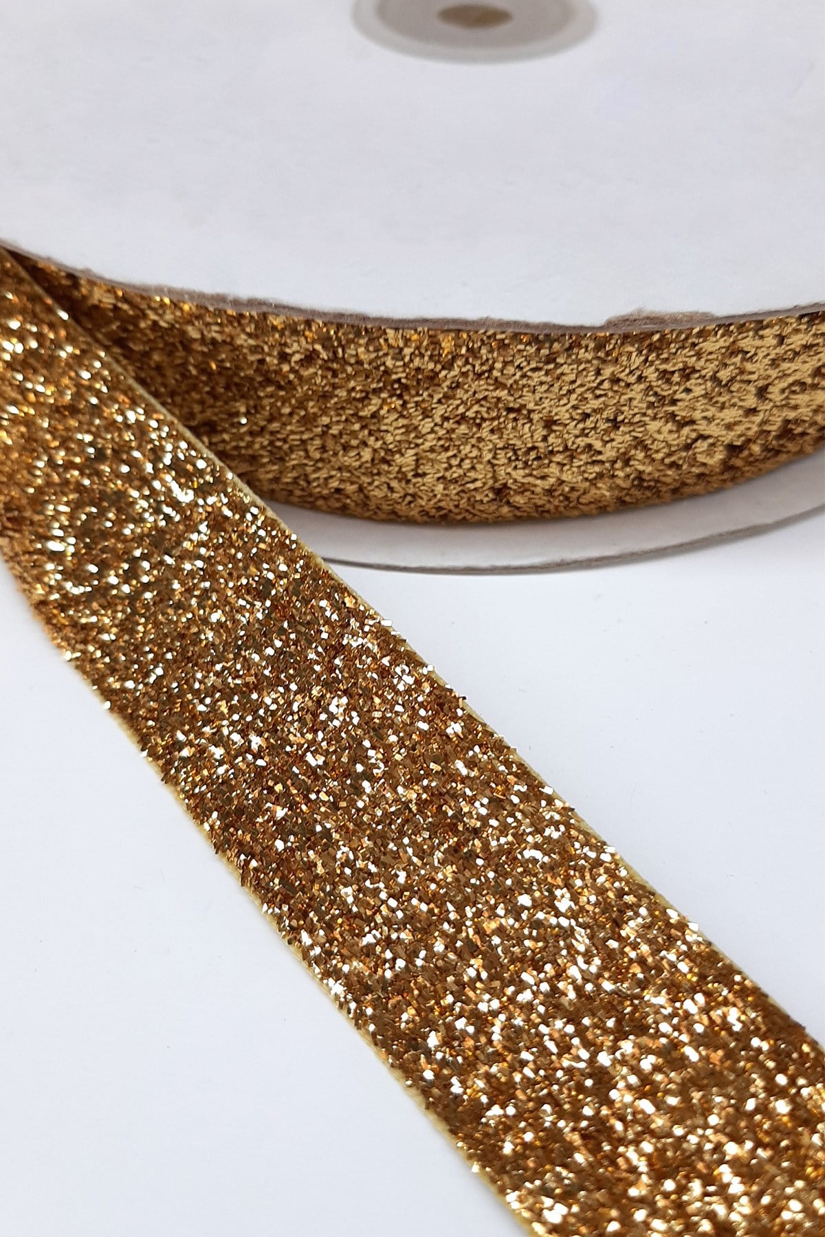 Dark Gold Glittery Velvet Ribbon 2.5 Cm