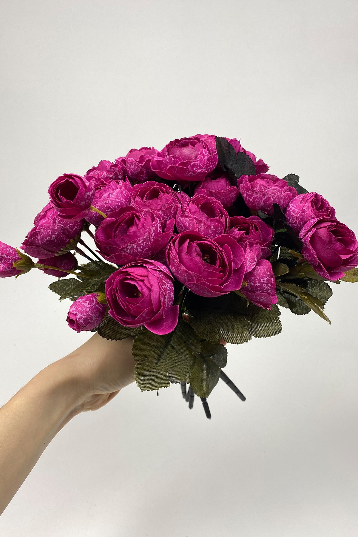Dark Fuchsia Peony Eren Rose Artificial Flower 3 Bunch