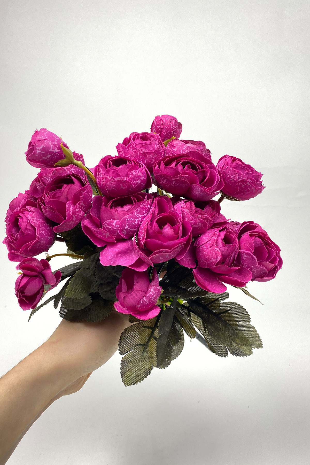 Dark Fuchsia Peony Eren Rose Artificial Flower 3 Bunch