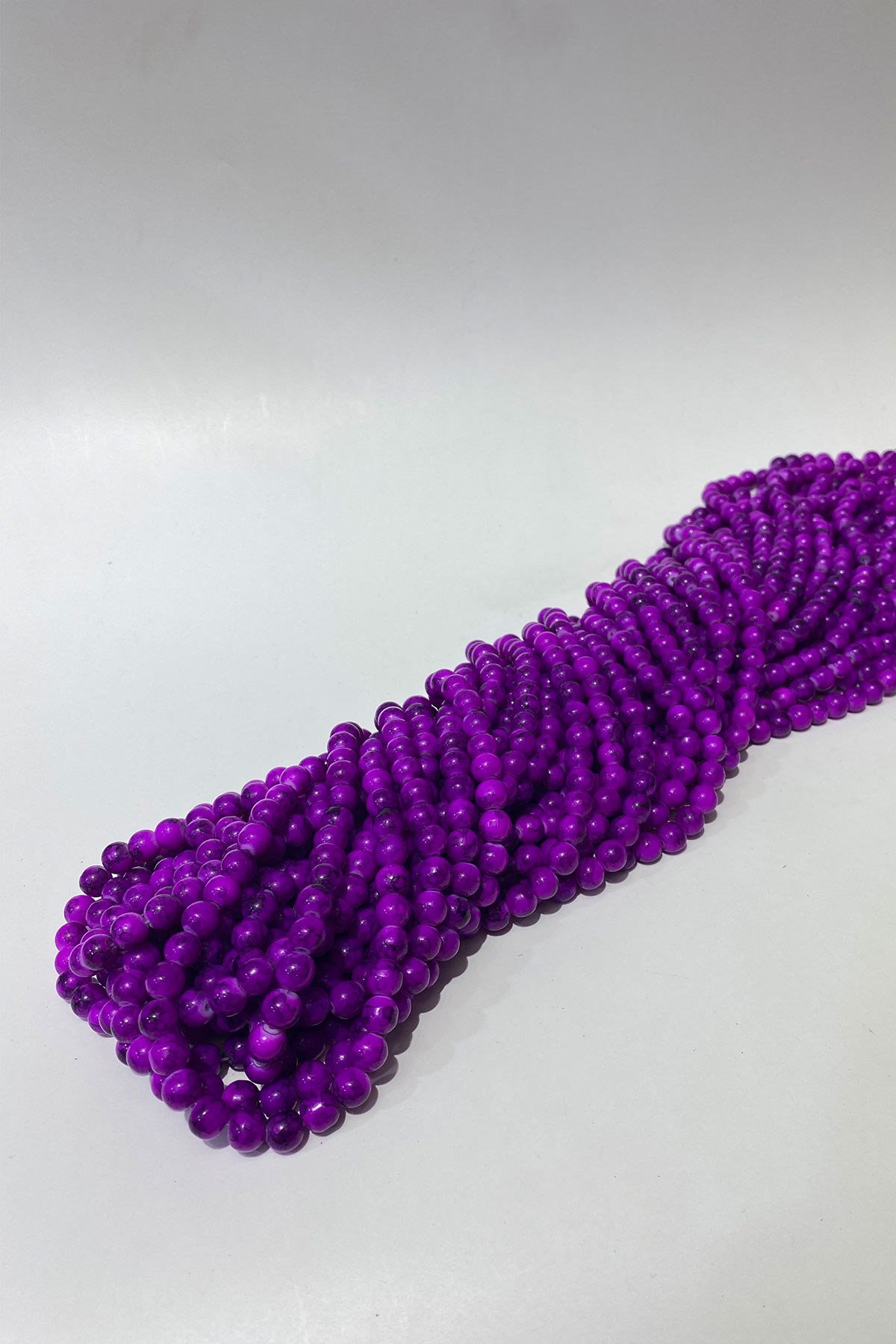 Koyu Mor Desenli Dizi Cam Boncuk 8 mm