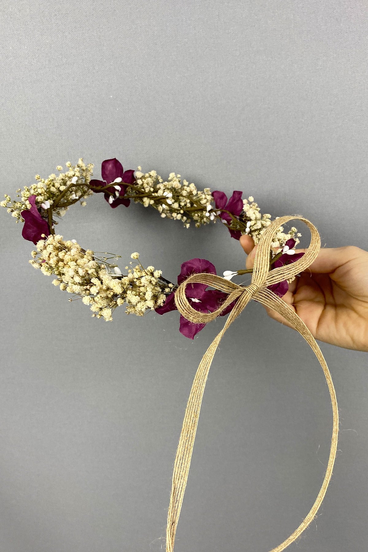 Dark Purple Hydrangea Dry Floral Outdoor Shoot Bridal Hair Accessory