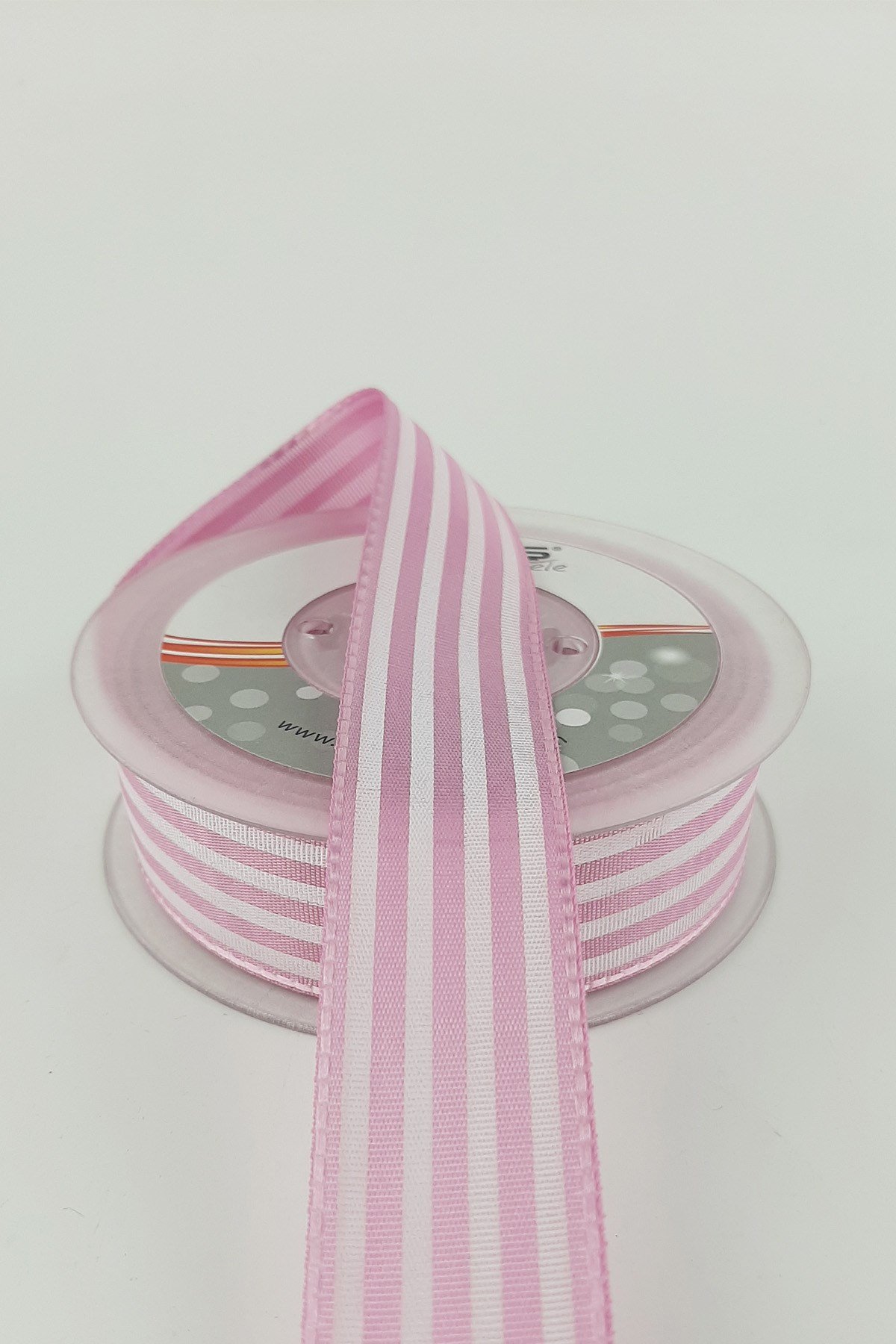 Koyu Pembe Çizgili Tafta Kurdele 20 mt