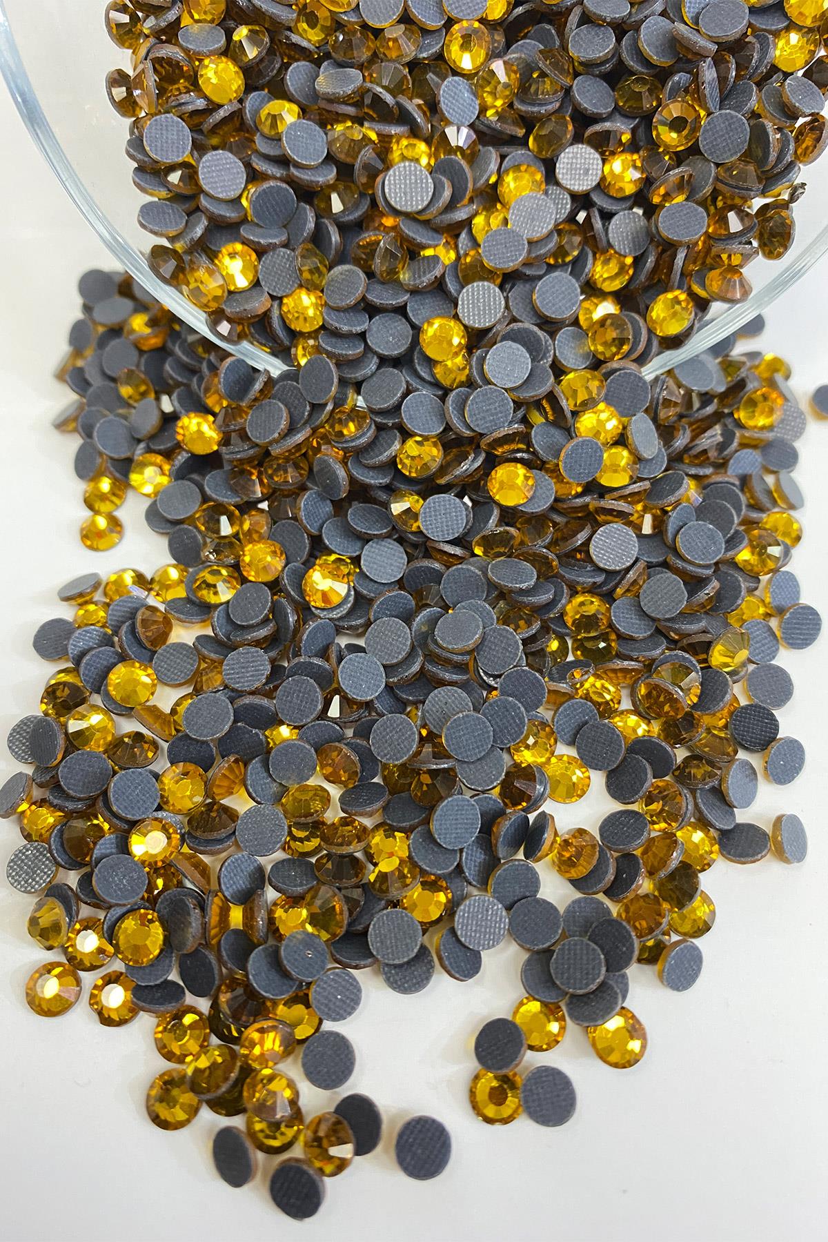 Koyu Sarı Yapışan Boncuk Ss20 5mm Yapıştırma Taş 25 grm