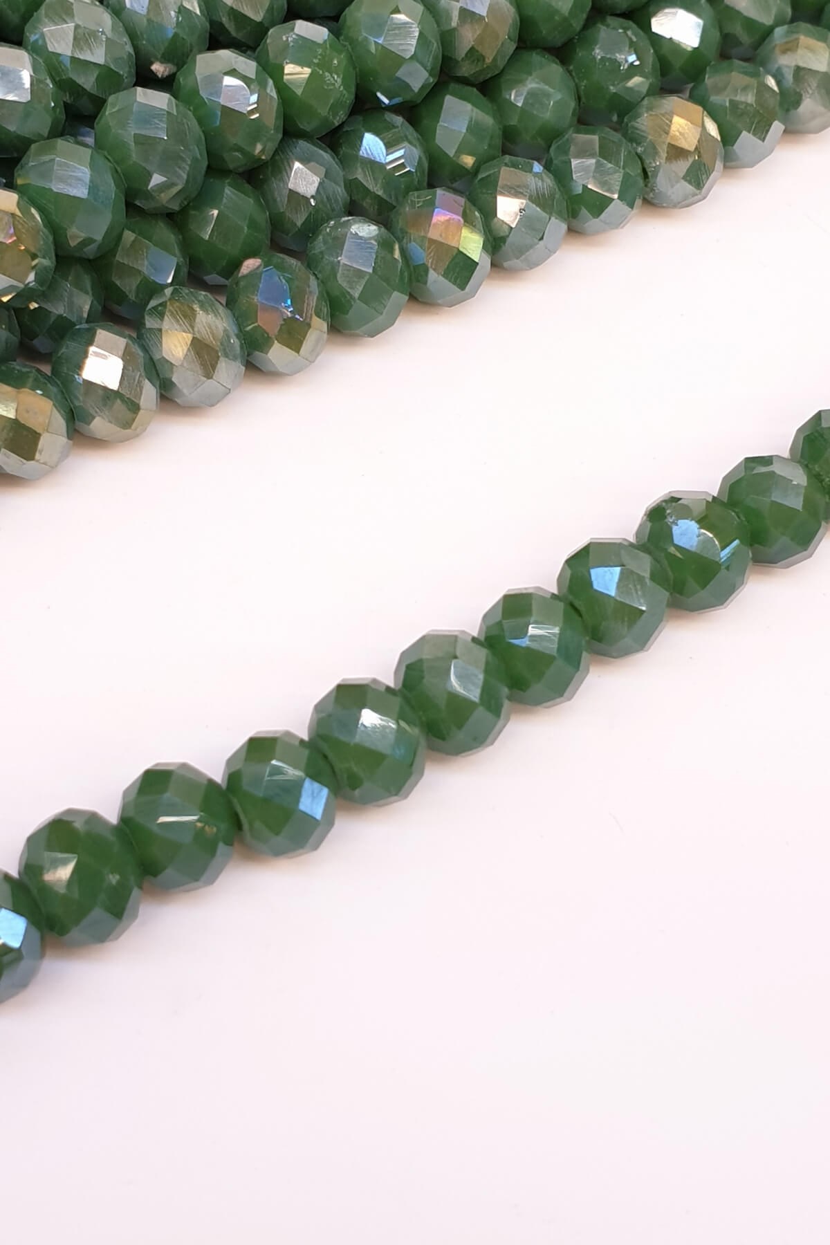 Plated Dark Green Crystal Beads 8 mm