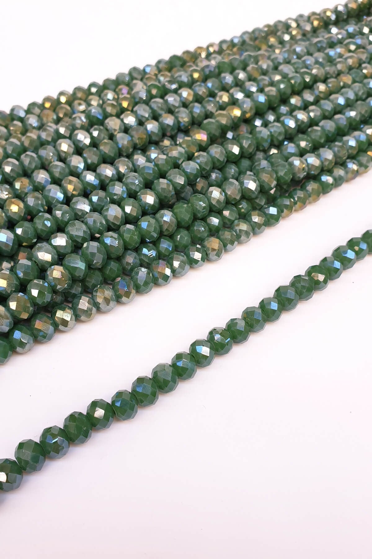 Plated Dark Green Crystal Beads 8 mm
