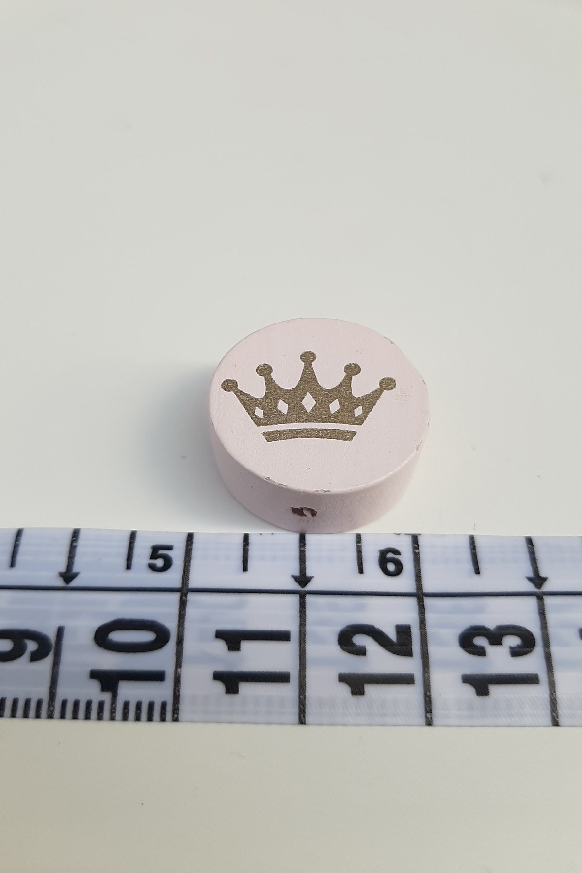 Kral Tacı Desenli Açık Pembe Ahşap Boncuk
