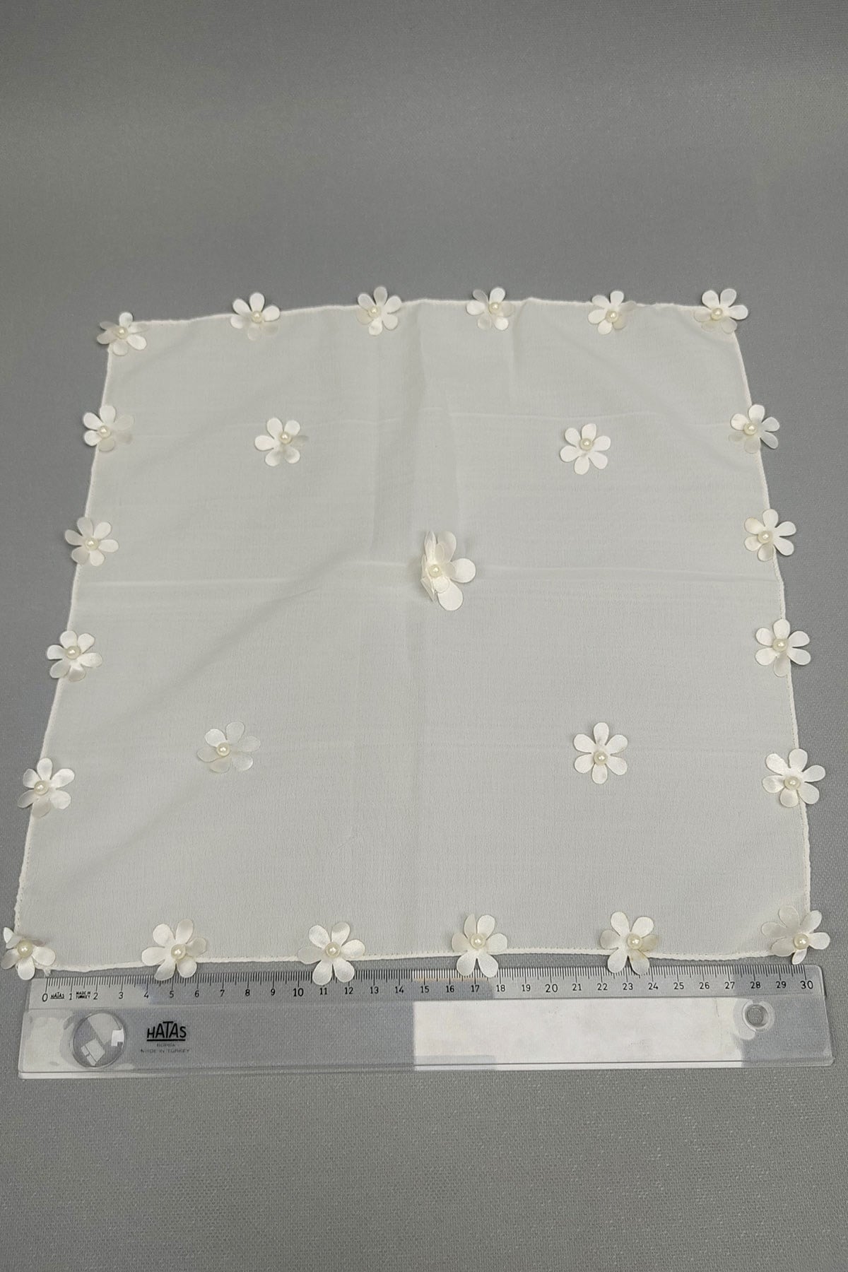 Cream Flower Patterned Lux ​​Halay Handkerchief 5 pcs