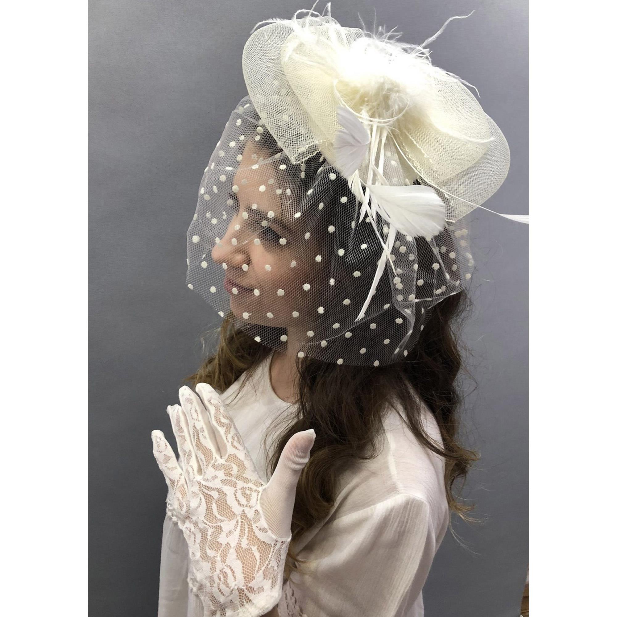 الجملة قفازات الدانتيل كريم قبعة الزفاف Vualet