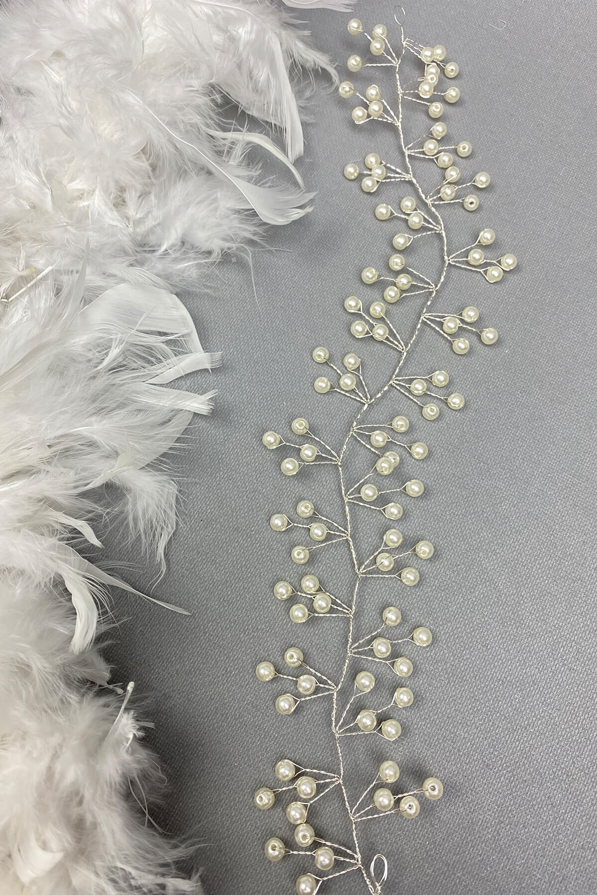 Cream Pearls Vella Beaded Bridal Crown Hair Accessory