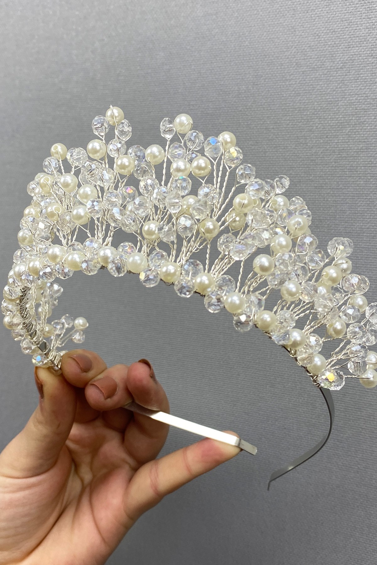 Cream Crystal Beaded Aren Bridal and Henna Crown