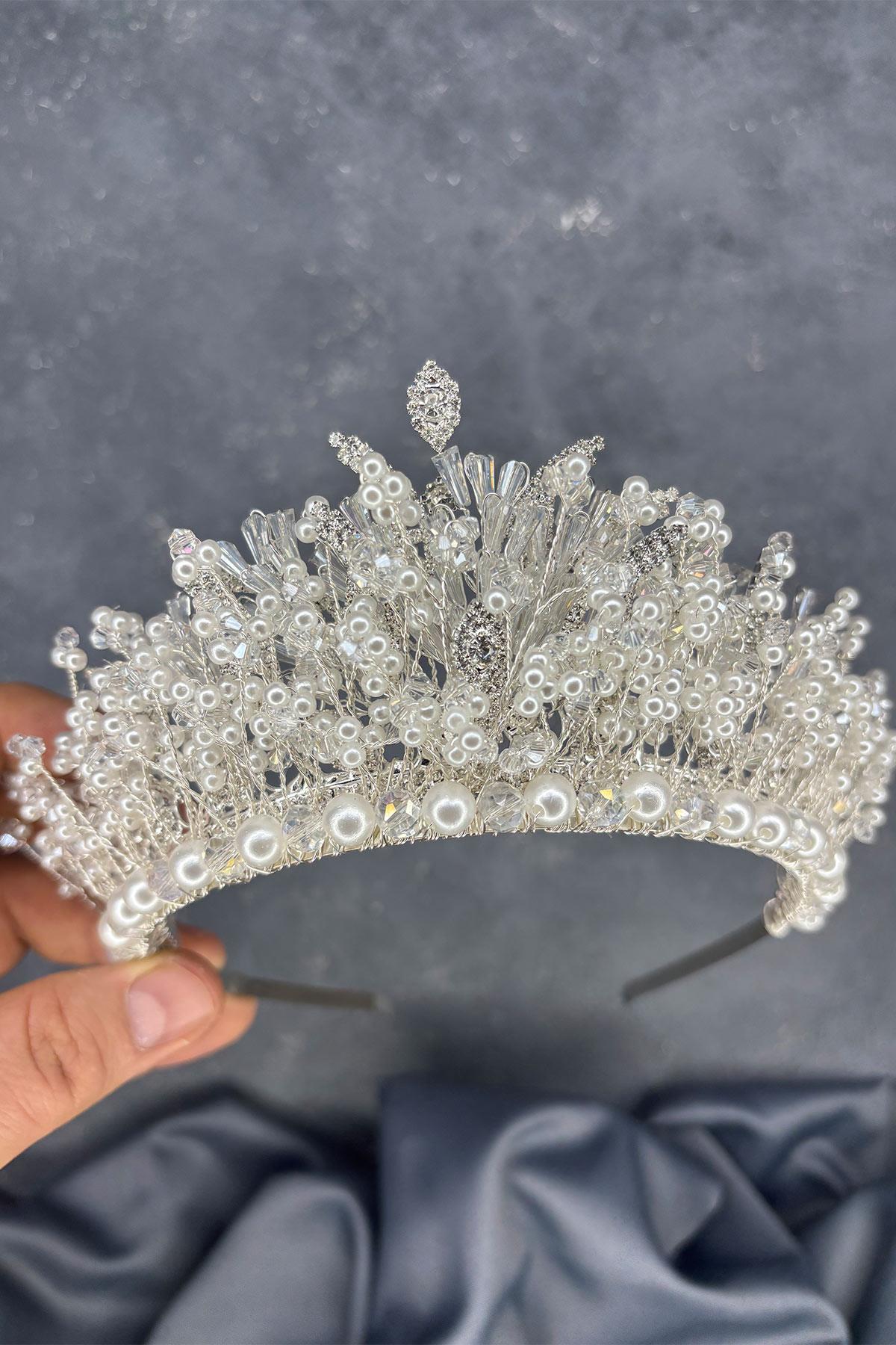 Cream Livan Beaded Bridal Henna Crown Hair Accessory