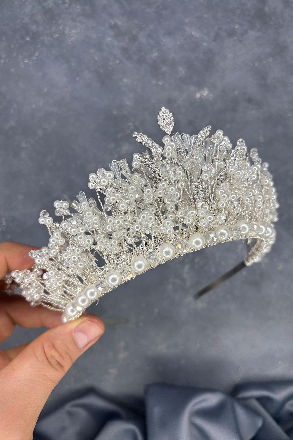 Cream Livan Beaded Bridal Henna Crown Hair Accessory