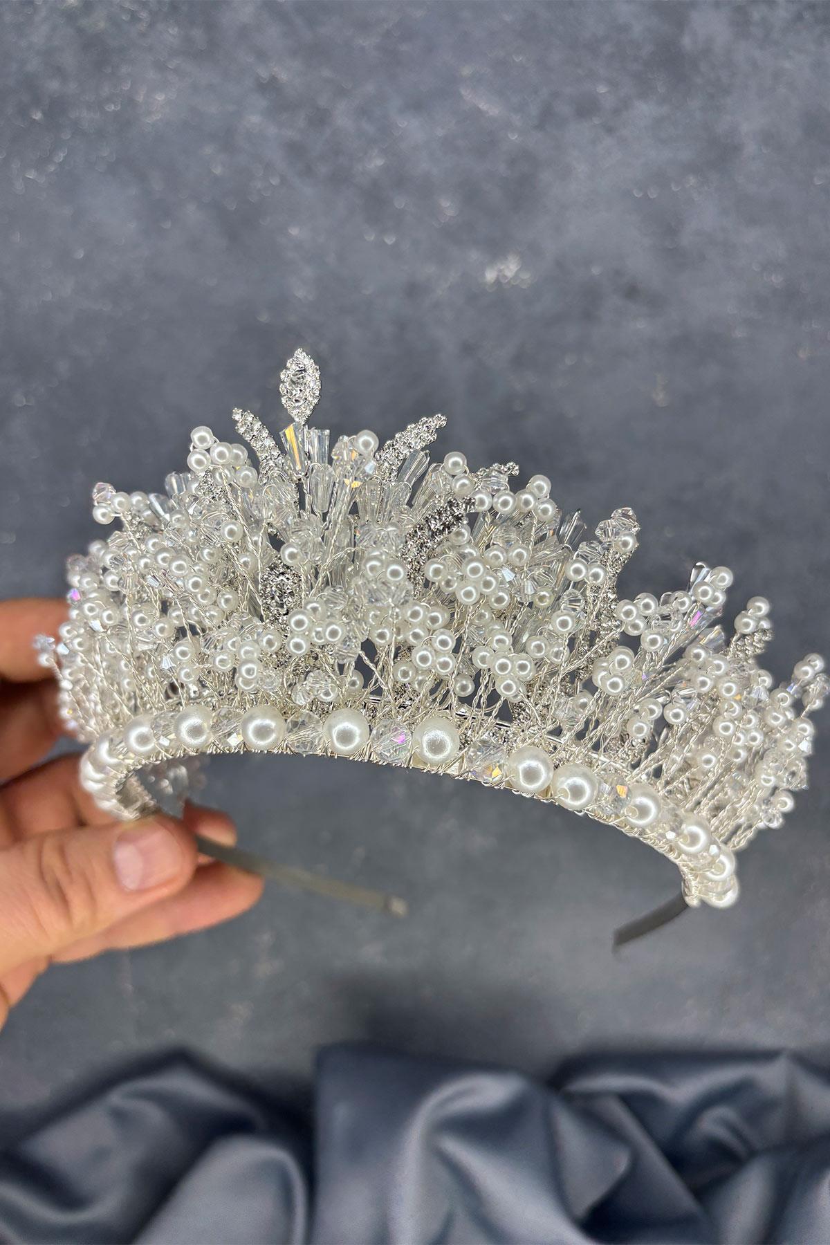 Cream Livan Beaded Bridal Henna Crown Hair Accessory