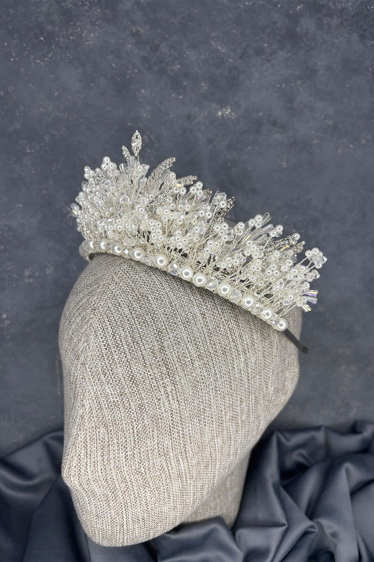 Cream Livan Beaded Bridal Henna Crown Hair Accessory