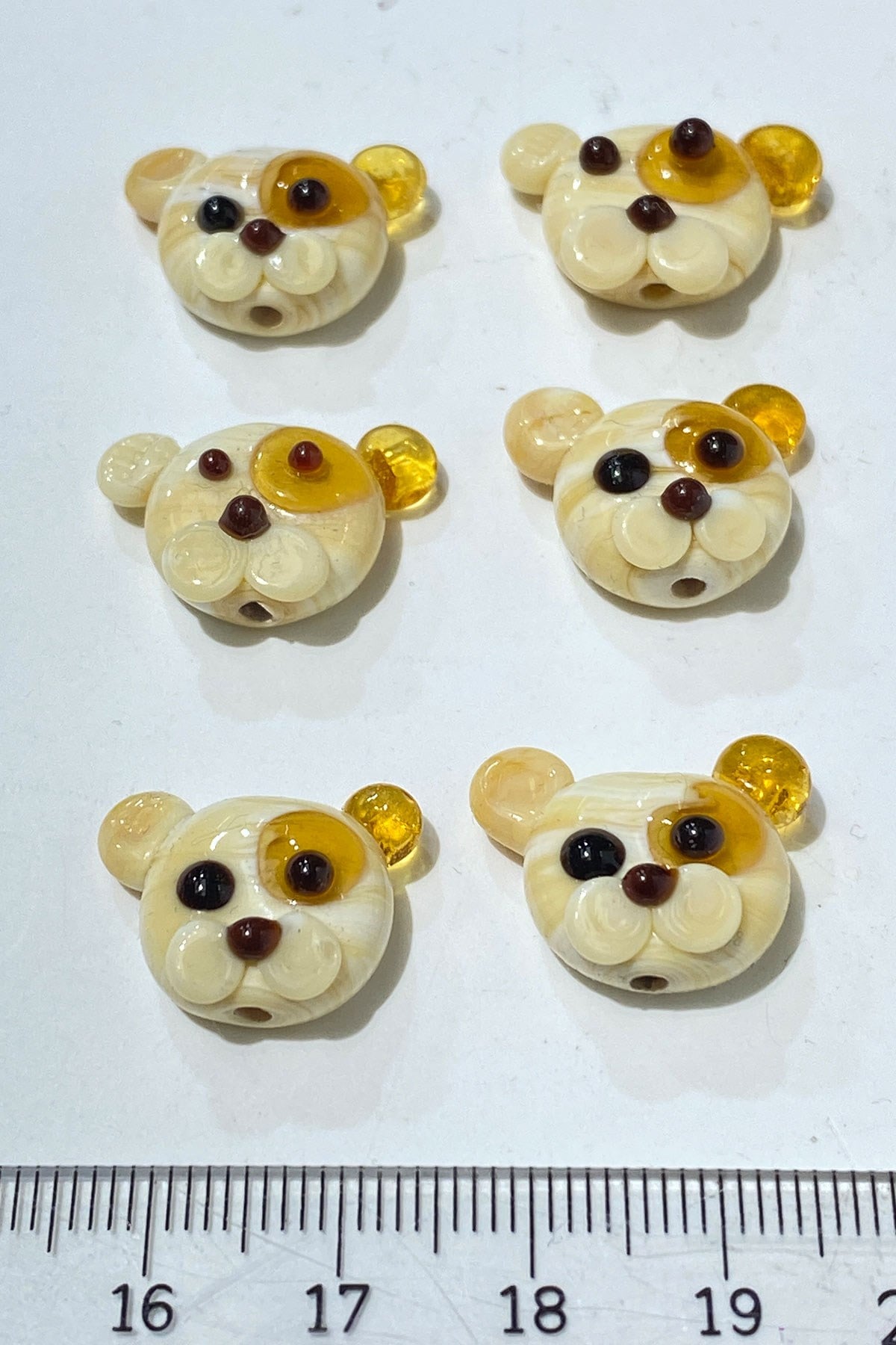 Cream Murano Handmade Glass Beads Teddy Bear 1 Piece