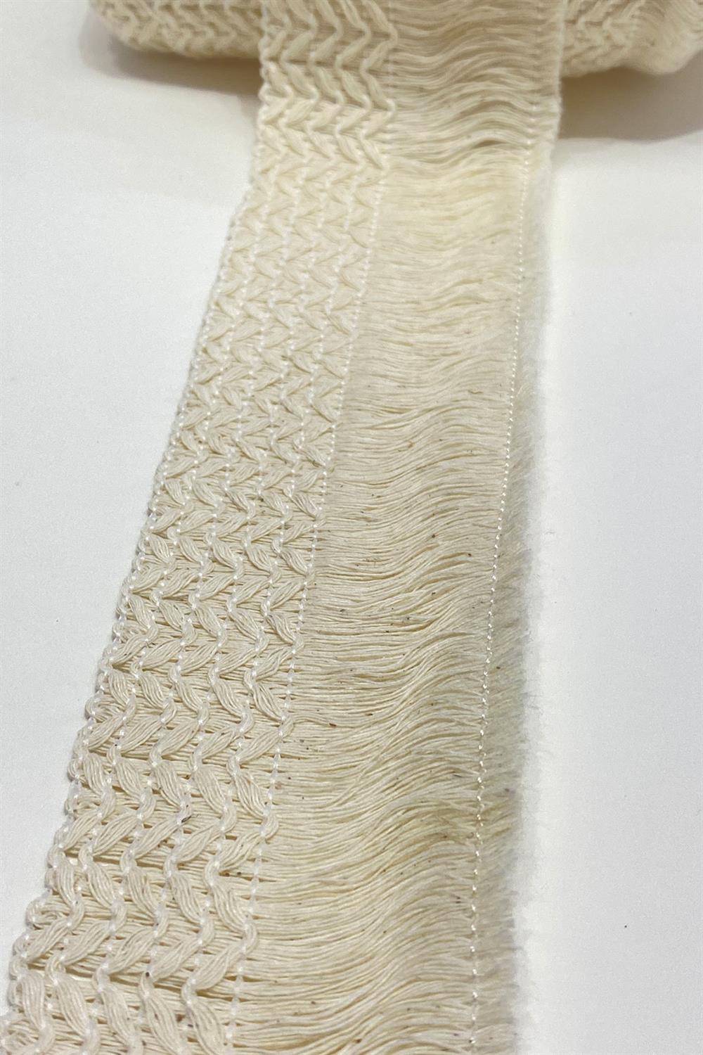 Krem Pamuk Püskül Saçak