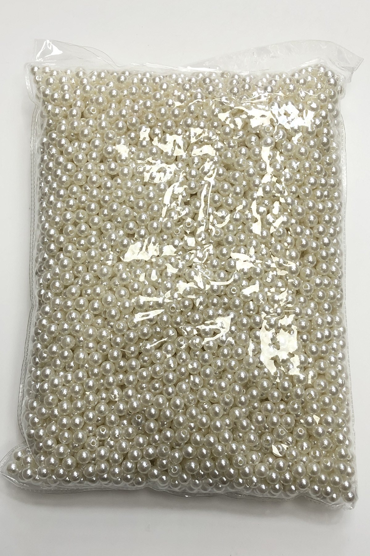 Krem Plastik İnci Boncuk 6 mm