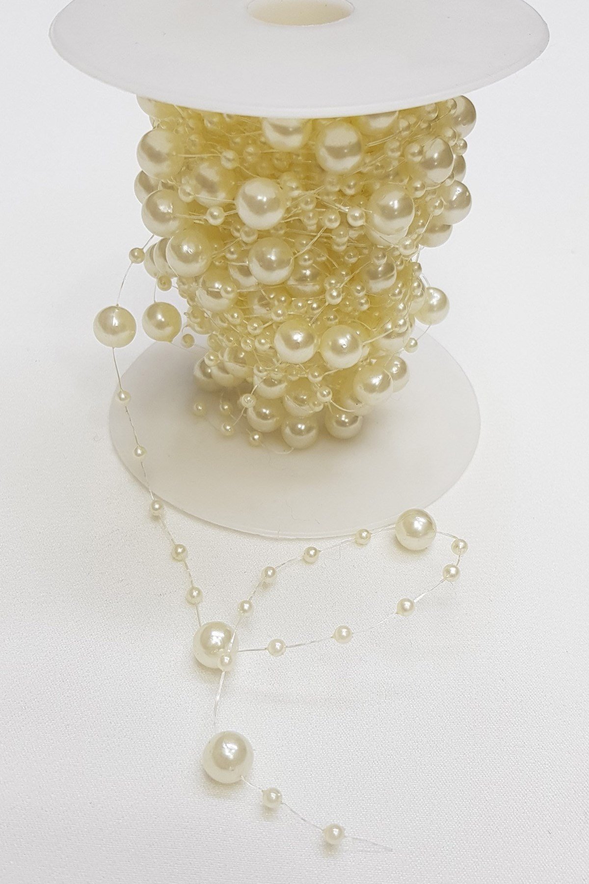 Krem Saçaklı Misinalı İnci