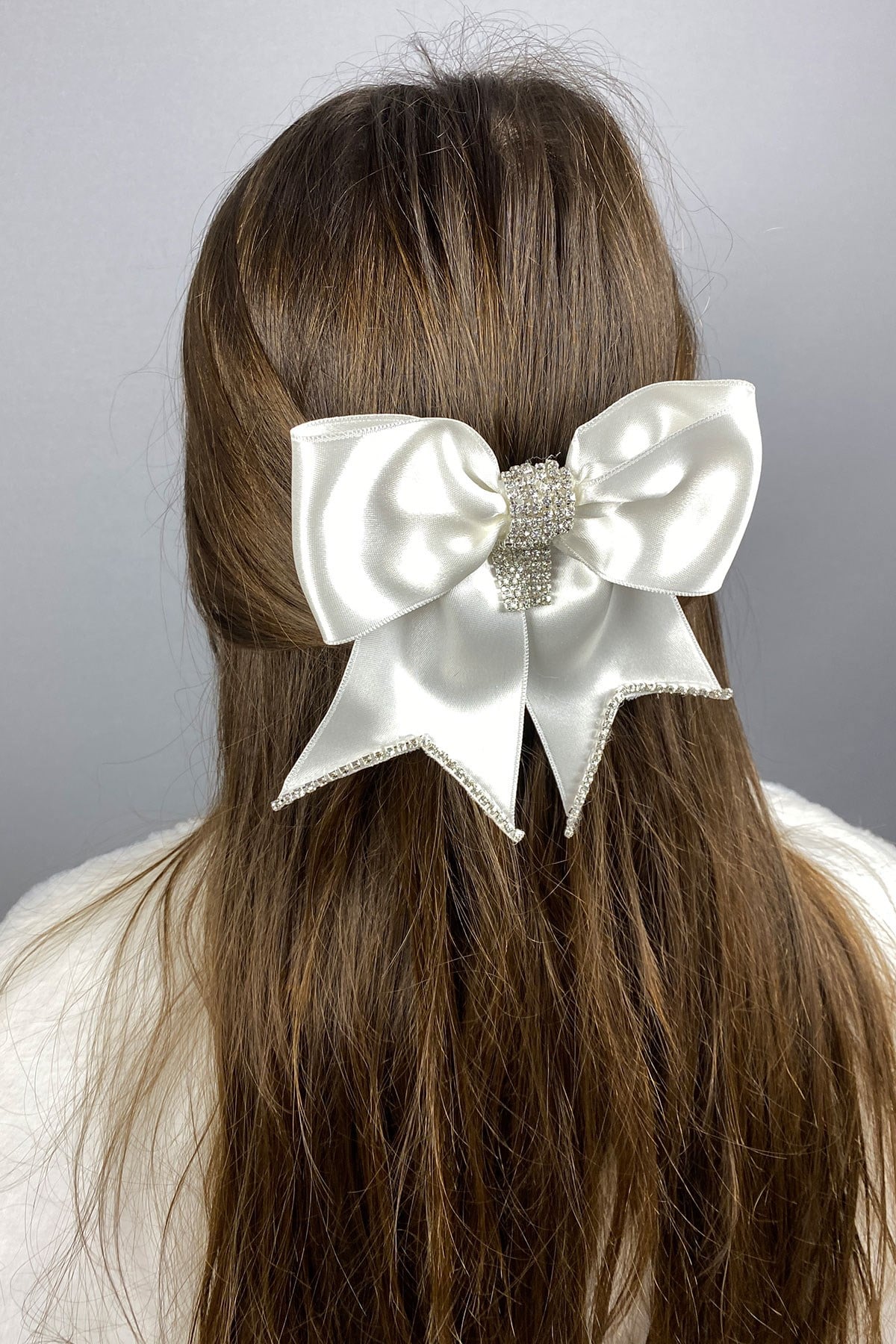 Cream Stone Special Design Bow Hair Clip Accessory