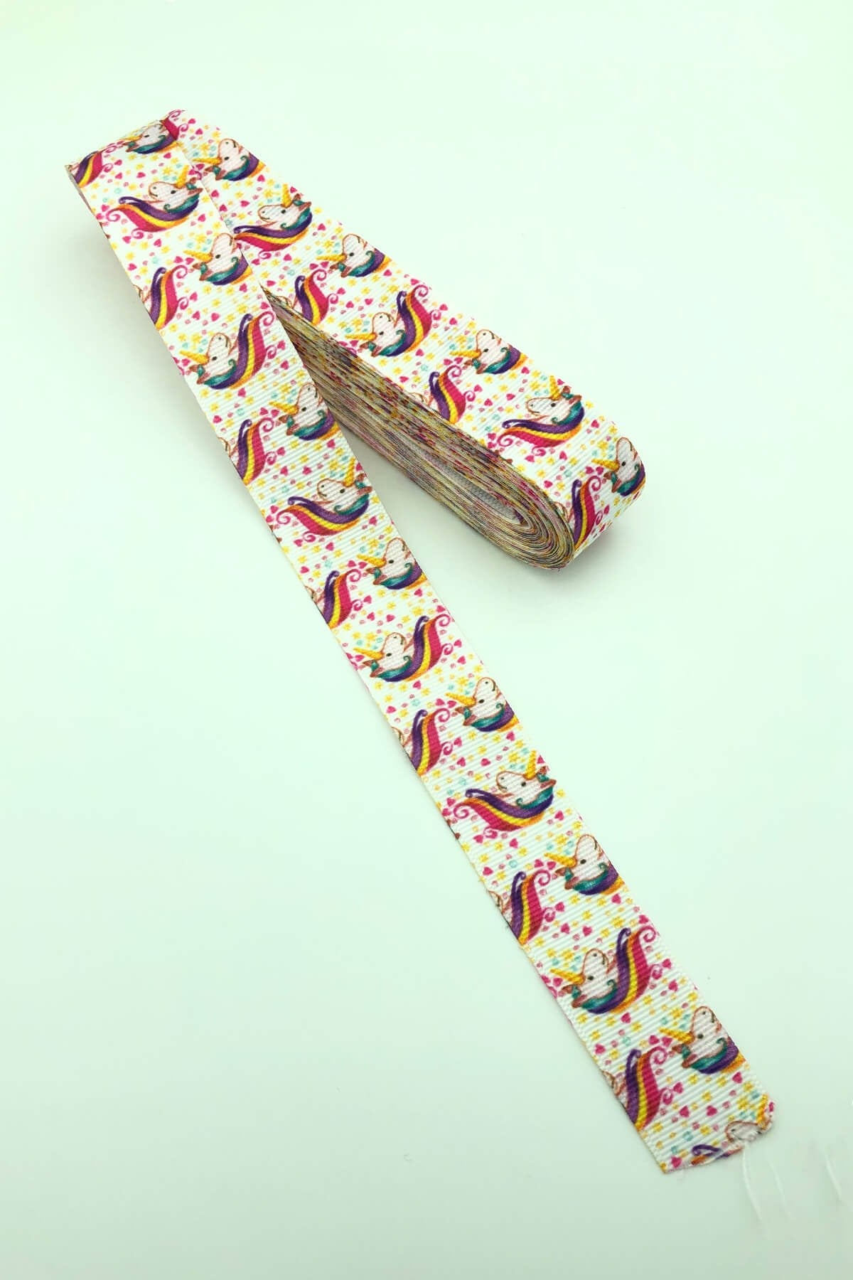 Cream Unicorn Printed Grosgrain Ribbon 10 Mt