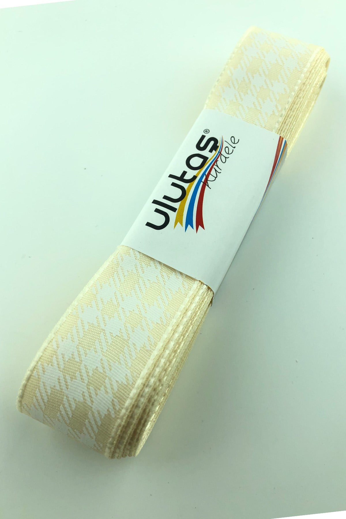 Cream Leaf Printed Taffeta Ribbon