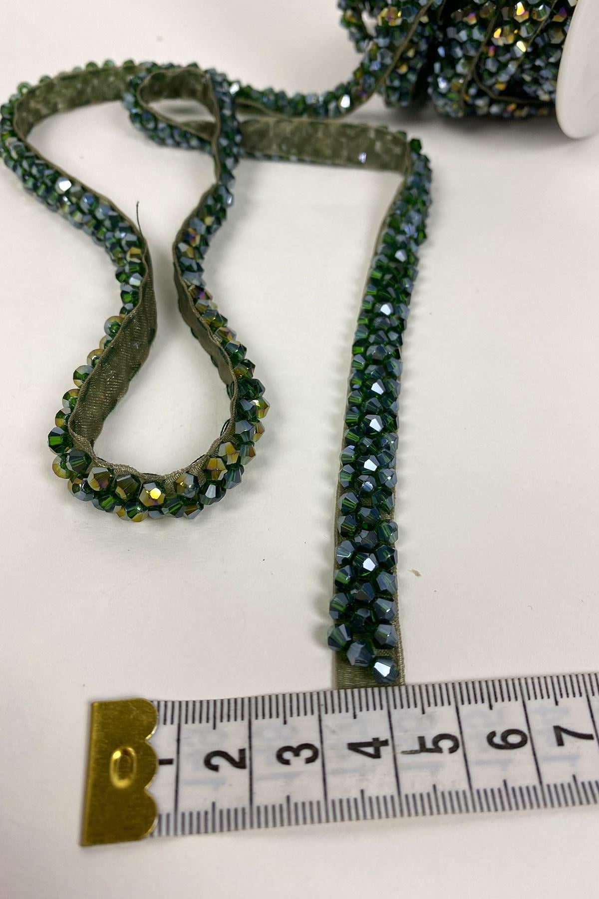 Crystal Bead Embroidered Ribbon Applique
