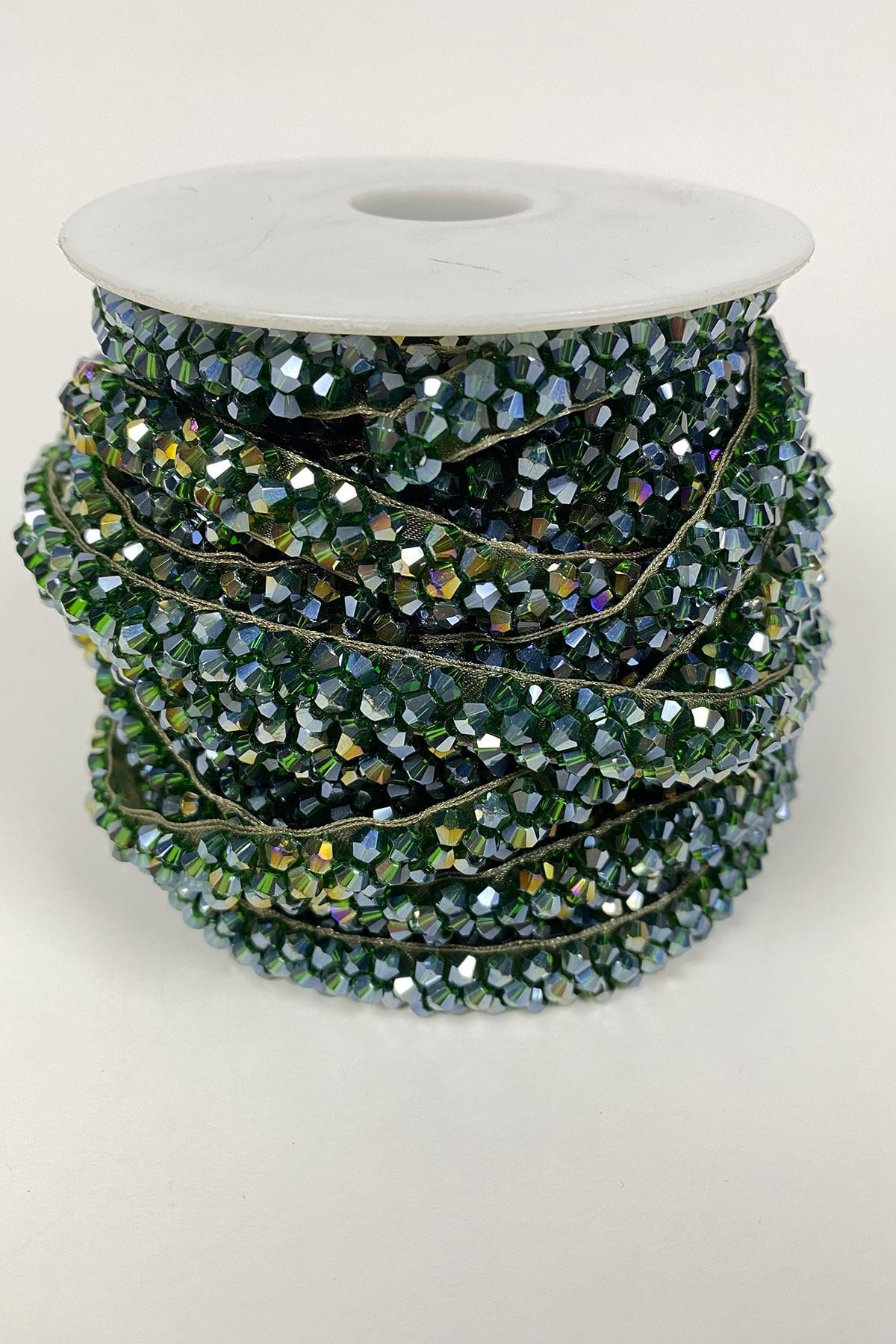 Crystal Bead Embroidered Ribbon Applique