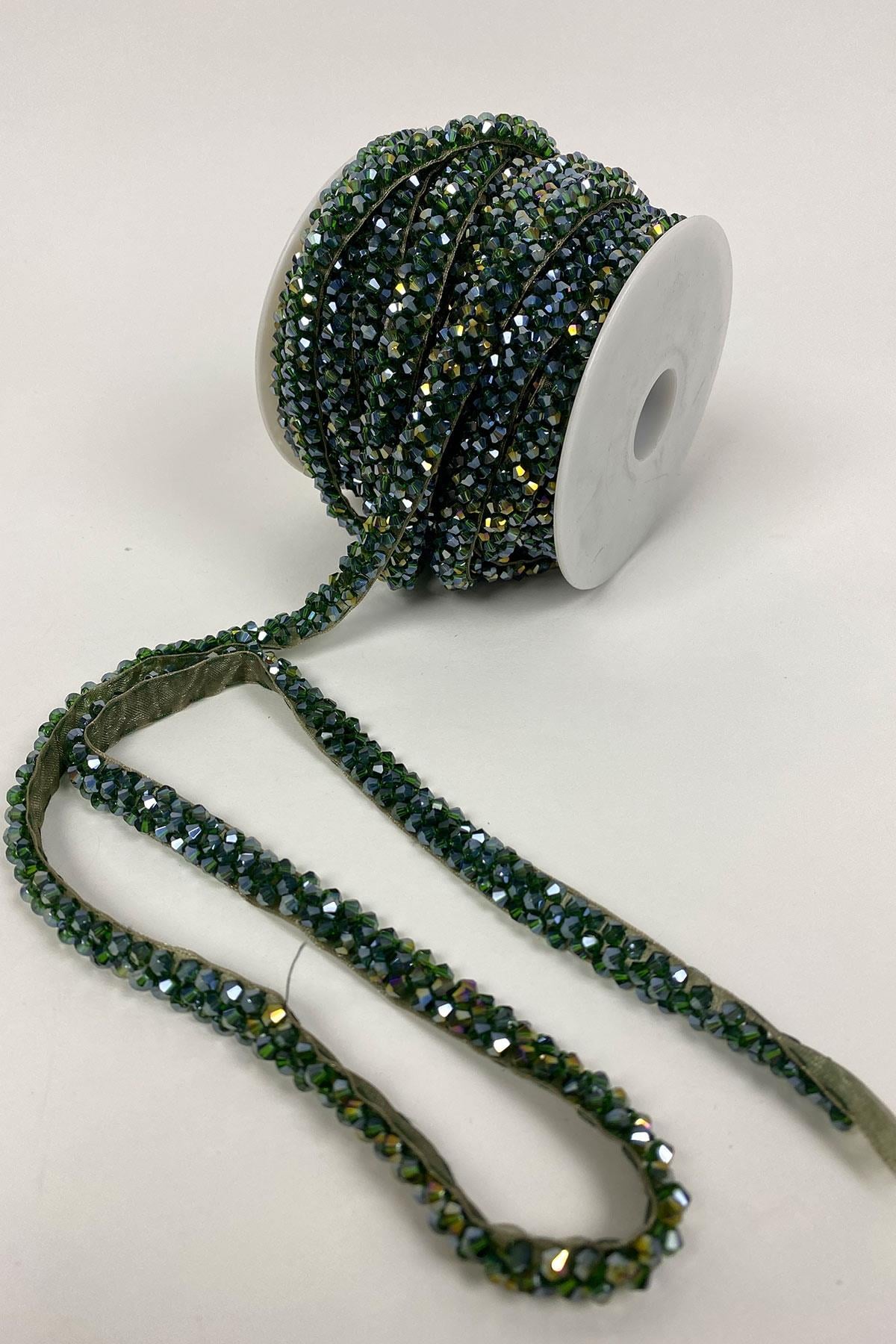 Crystal Bead Embroidered Ribbon Applique